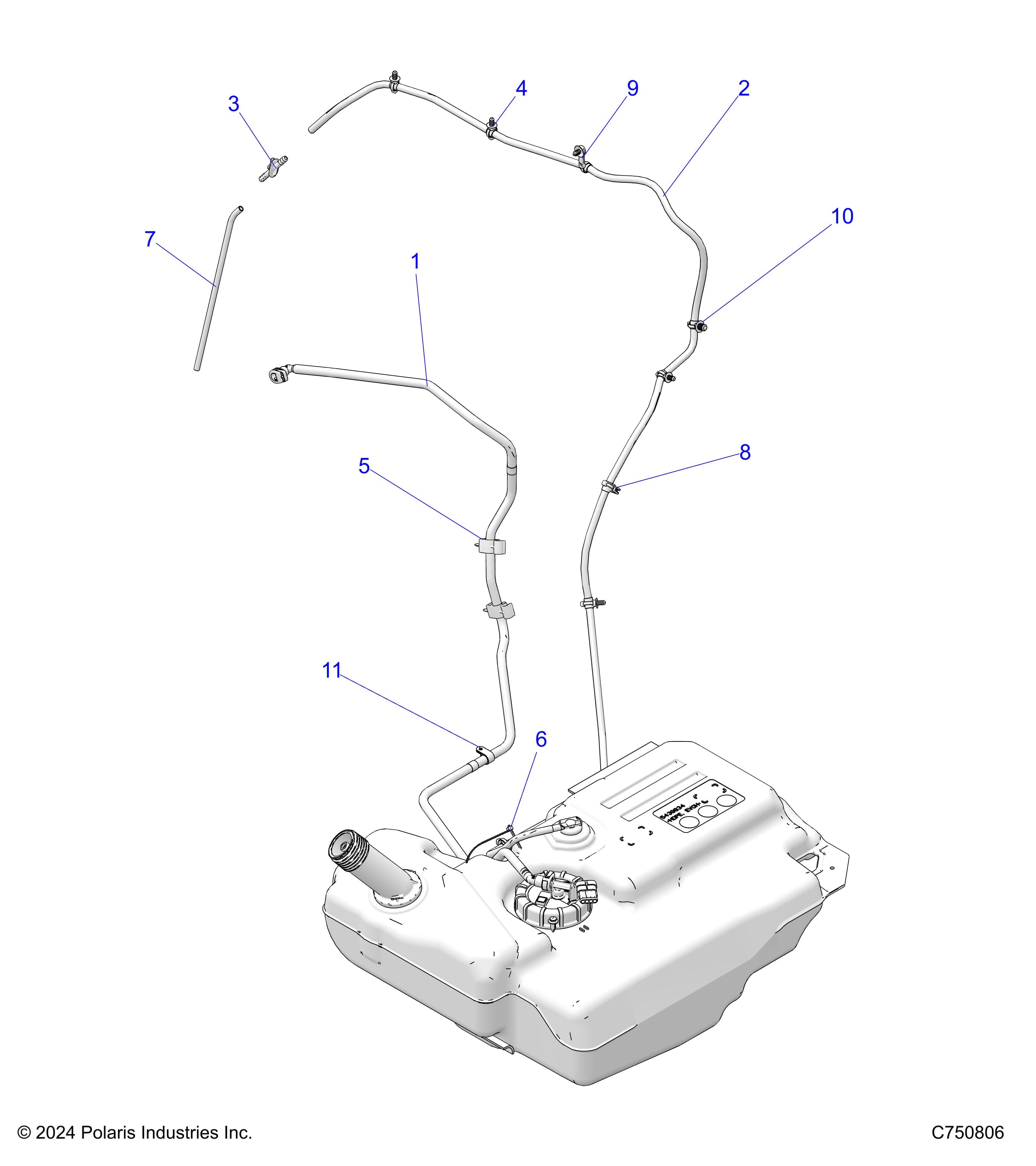 2026 RZR XP 1000 ULTIMATE β FUEL SYSTEM, LINES, STD. - Z26NET99A4/B4/A6/B6 (C750806) diagram
