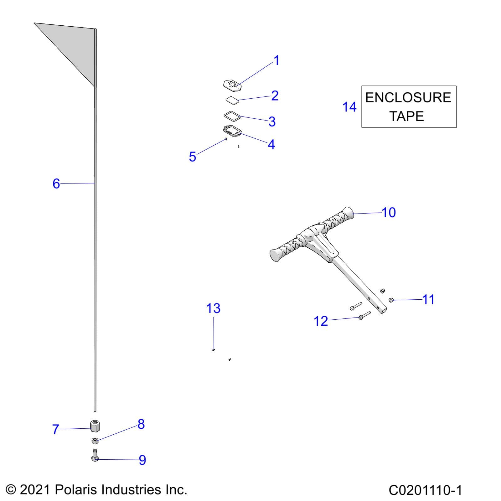 2026 RZR 200 AU β BODY, FLAG, BEACON and PASS HANDLE - Z26HCA18D4 (C0201110-1) diagram