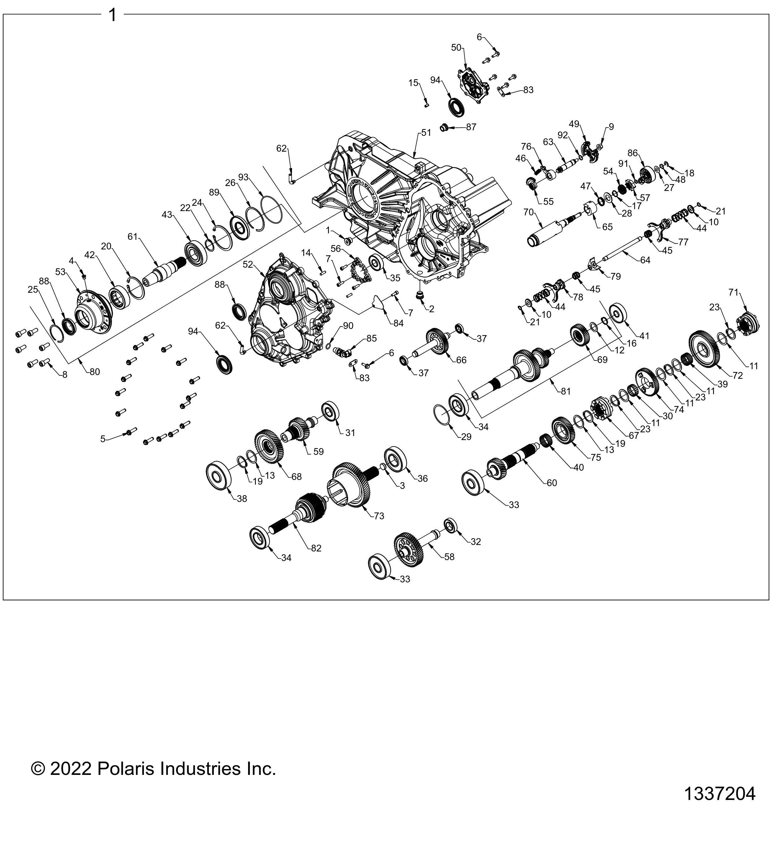 2026 RZR PRO R4 LE β DRIVE TRAIN, GEARCASE, MAIN, INTERNALS - Z26R4P2KBL (1337204) diagram