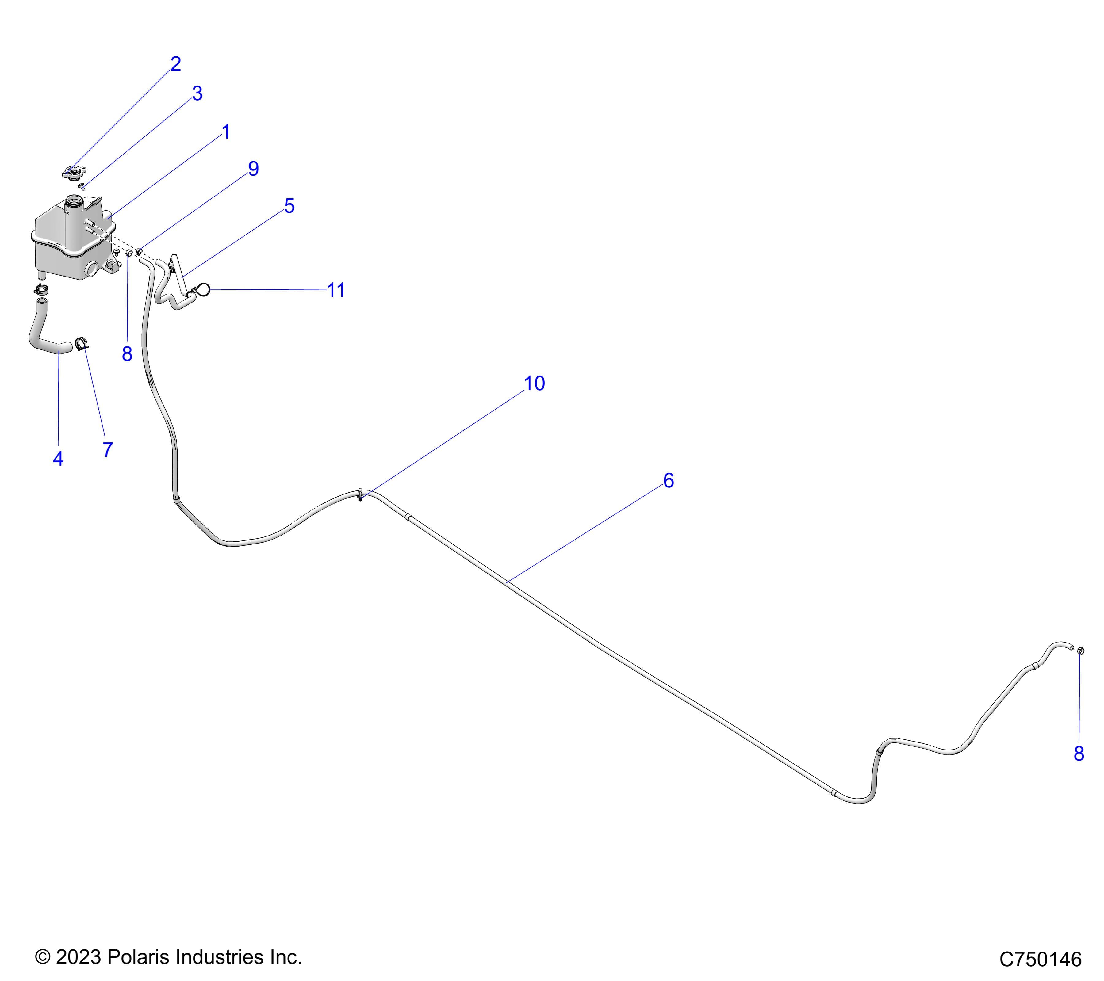 2026 RZR PRO R LE β ENGINE, COOLING, SURGE TANK & HOSES - Z26RPP2KBL (C750146) diagram
