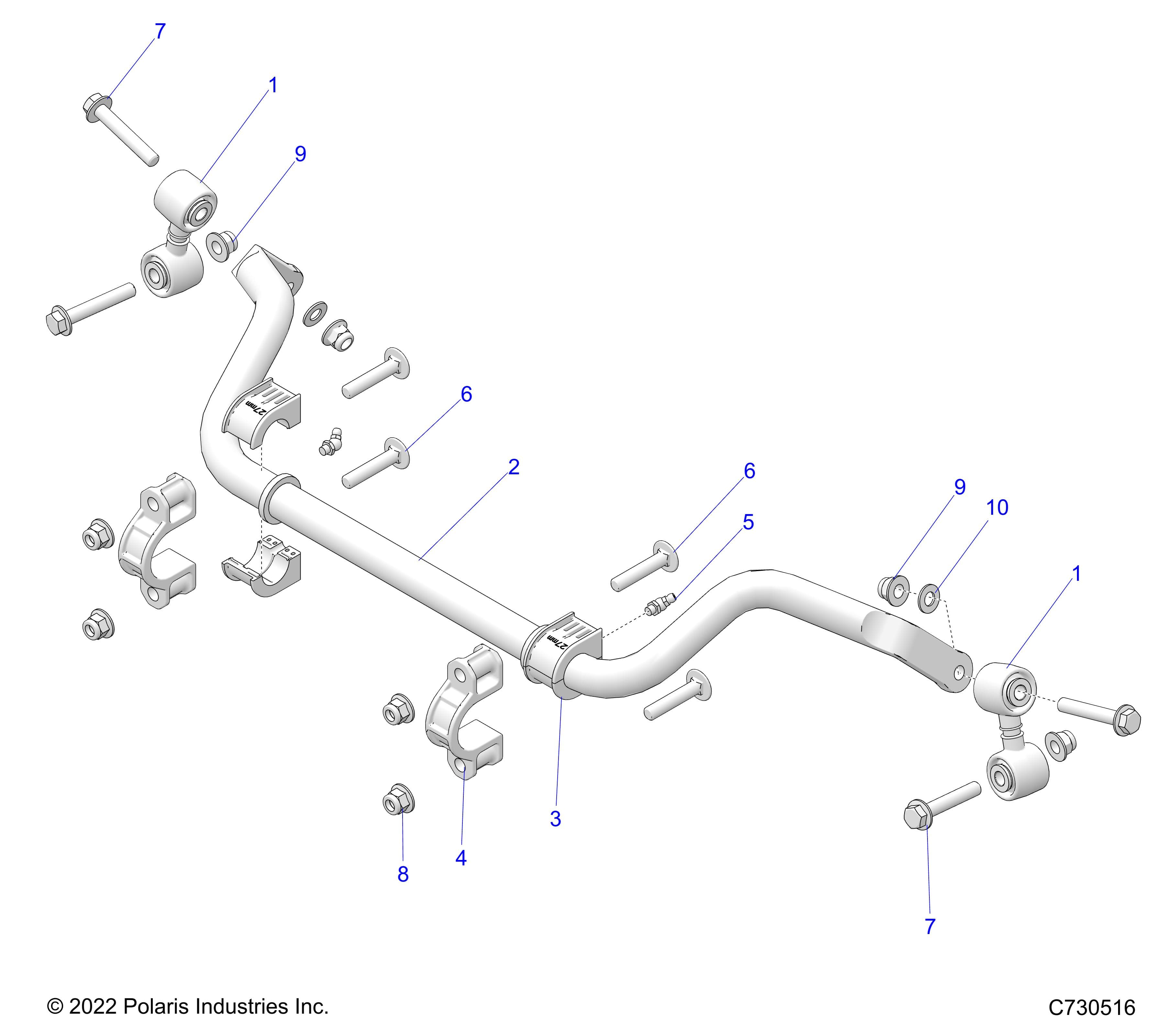 2026 RZR TRAIL S 1000 ULTIMATE β SUSPENSION, REAR, STABILIZER BAR - Z26ASF99A6 (C730516) diagram