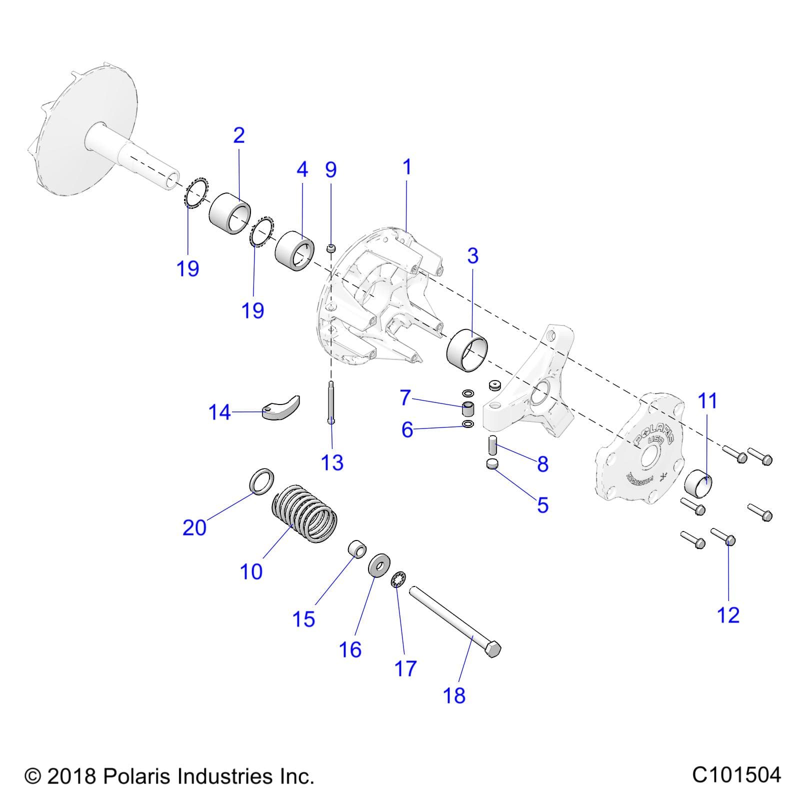 2026 SPORTSMAN XP 1000 MUD R01 - A26SXM95AR β DRIVE TRAIN, PRIMARY CLUTCH - A26SXM95AR (C101504) diagram