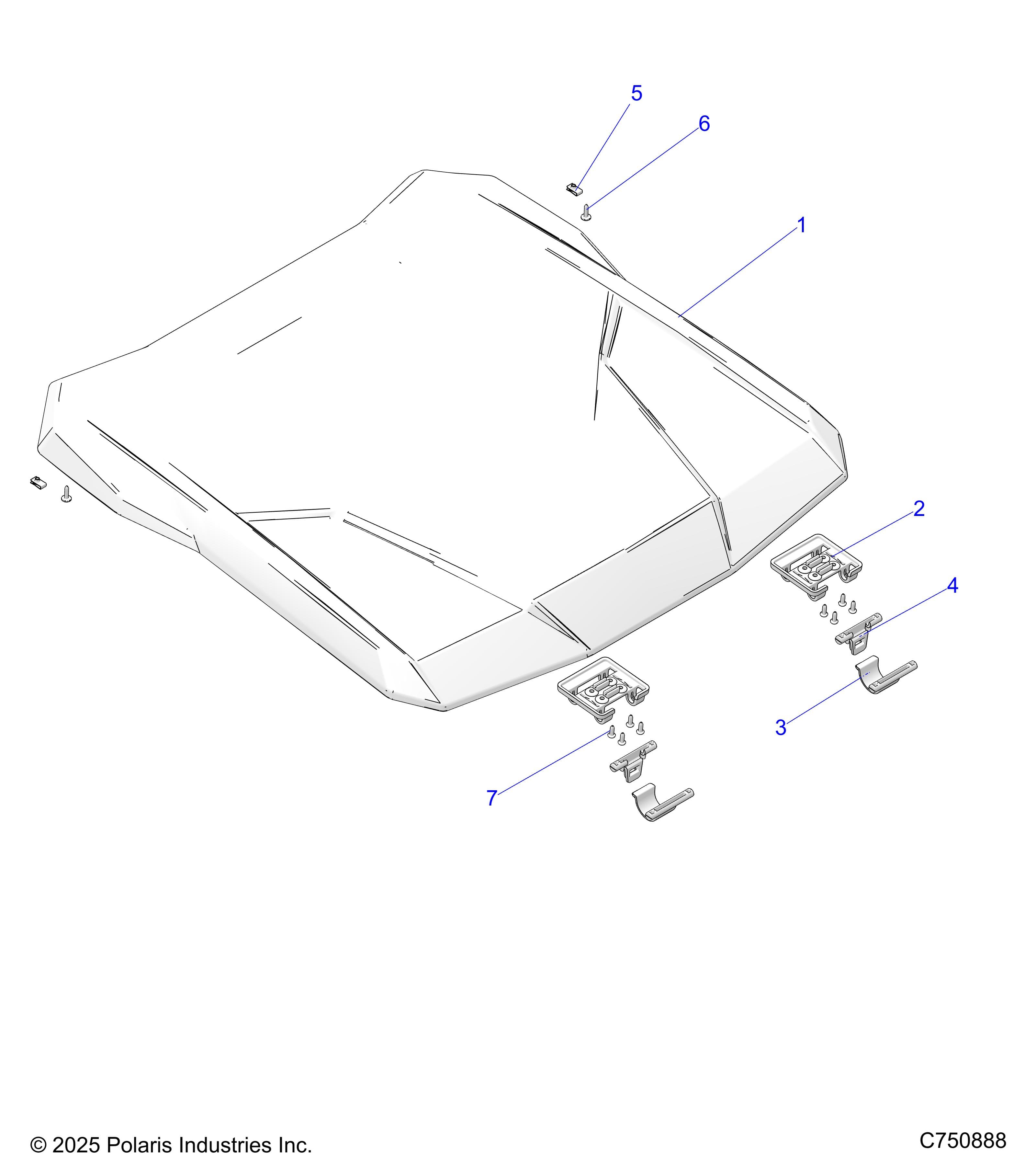 2026 RZR PRO S ULTIMATE β BODY, ROOF - Z26SPD92AN/AH/BN/BH (C750888) diagram