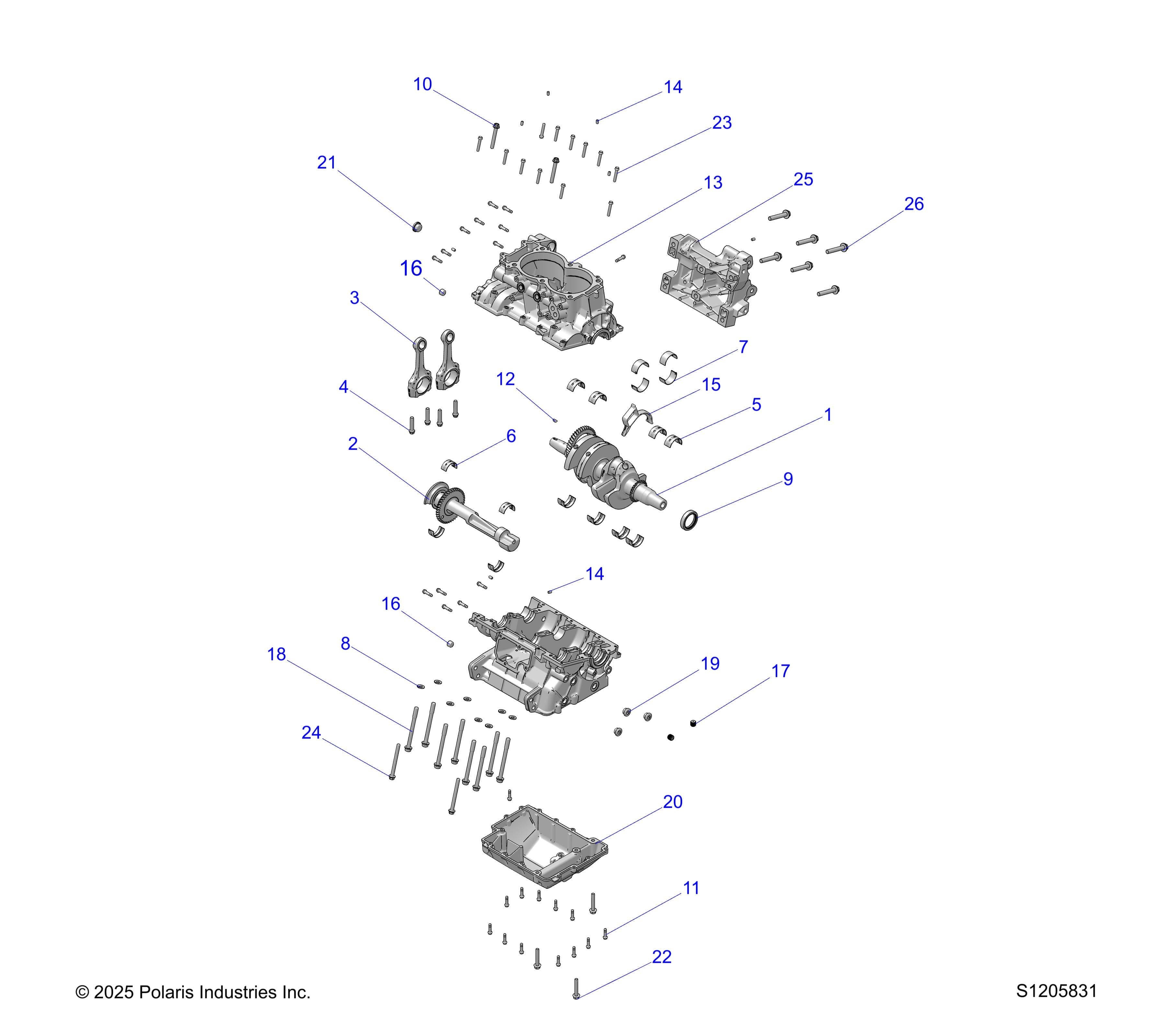 2026 RANGER 1000 CREW NON EPS β ENGINE, CRANKCASE & CRANKSHAFT - R26T6A99A1/B1 (S1205831) diagram