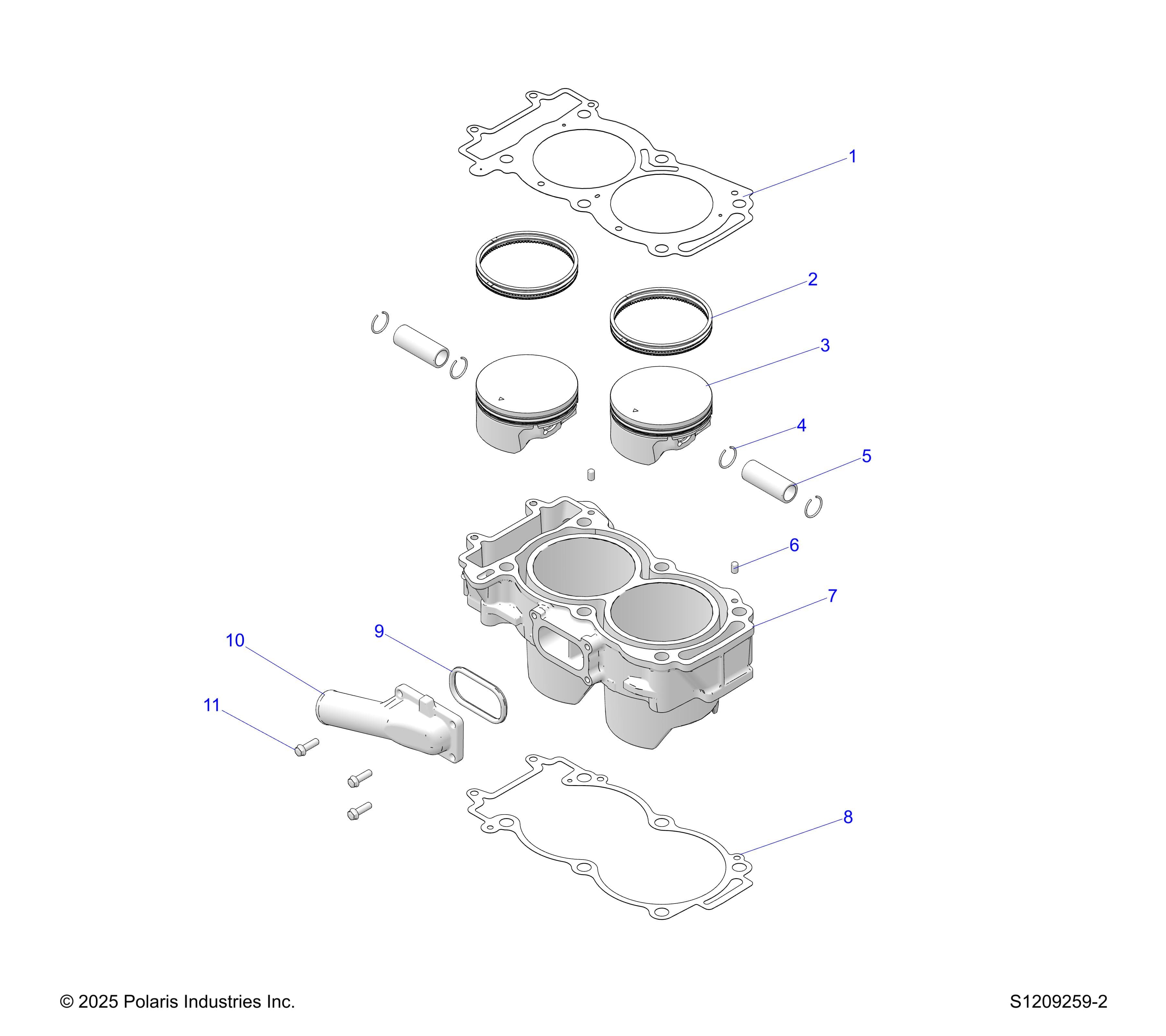 2026 RANGER 1000 CABBED β ENGINE, CYLINDER & PISTON diagram
