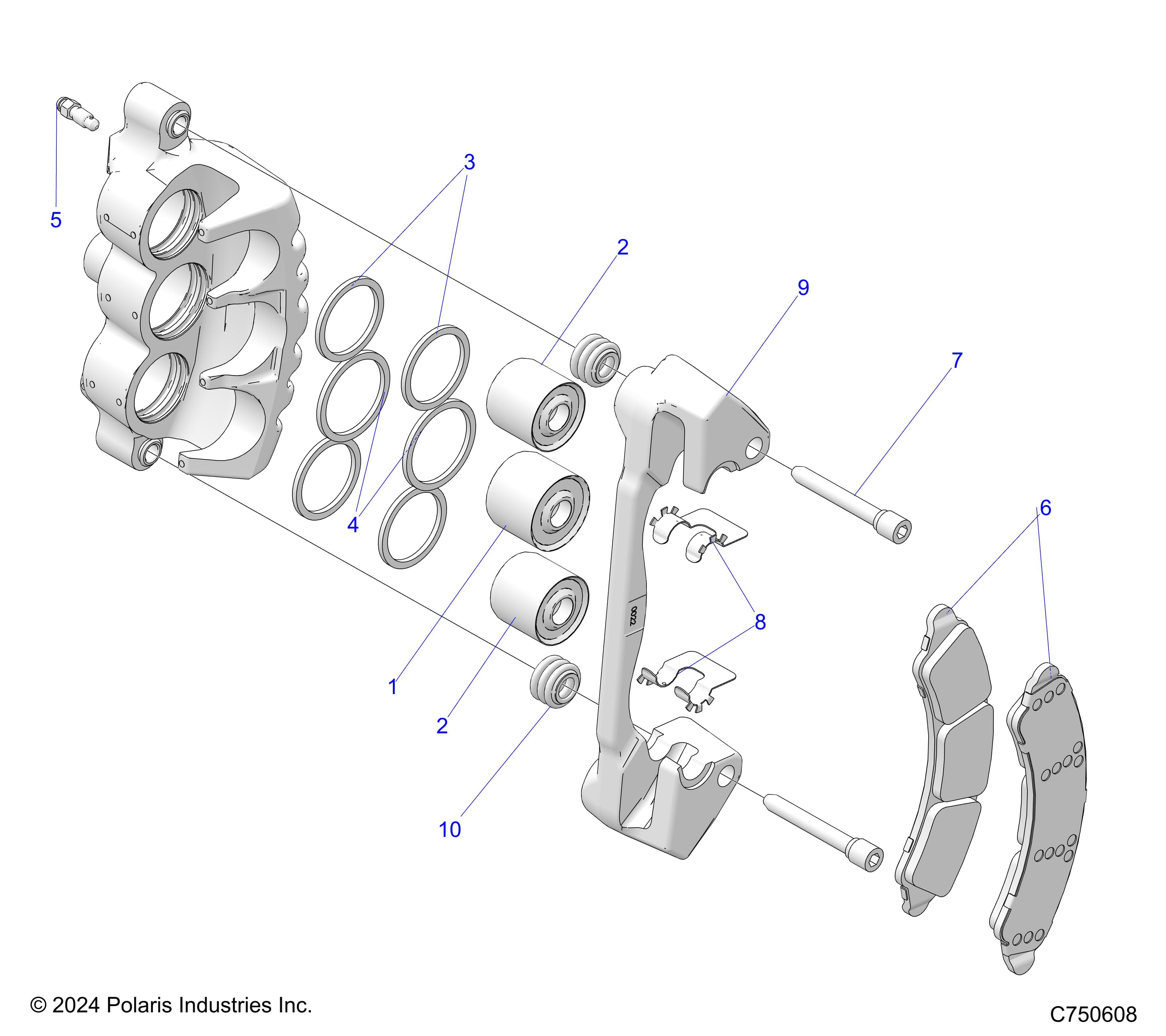 2026 RZR PRO R LE β BRAKES, CALIPER, FRONT - Z26RPP2KBL (C750608) diagram
