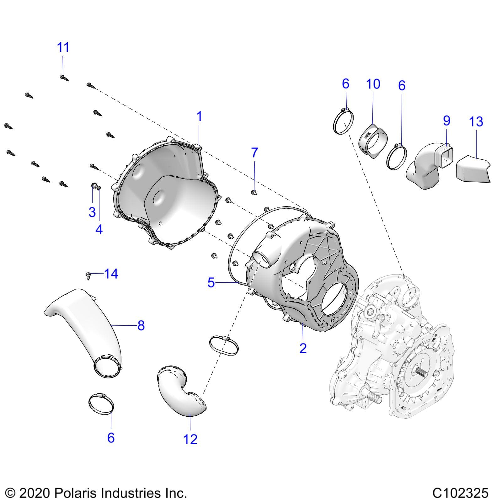 2026 SPORTSMAN 1000 ULTIMATE 49S R01 - A26SXR95AG β BODY, CLUTCH COVER - A26SXR95AG (C102325) diagram