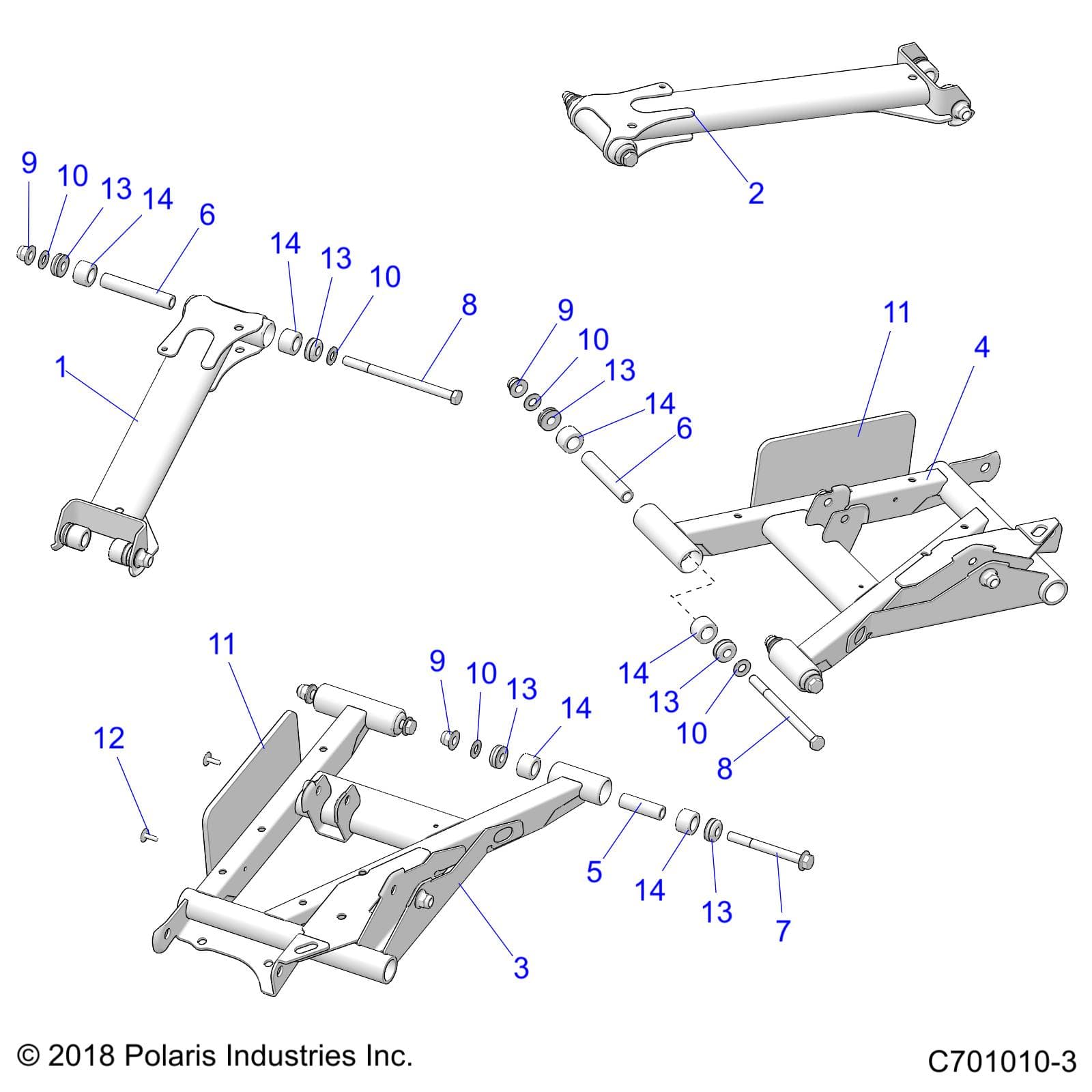 2026 RZR TRAIL S 1000 ULTIMATE β SUSPENSION, REAR CONTROL ARMS - Z26ASF99A6 (C701010-3) diagram
