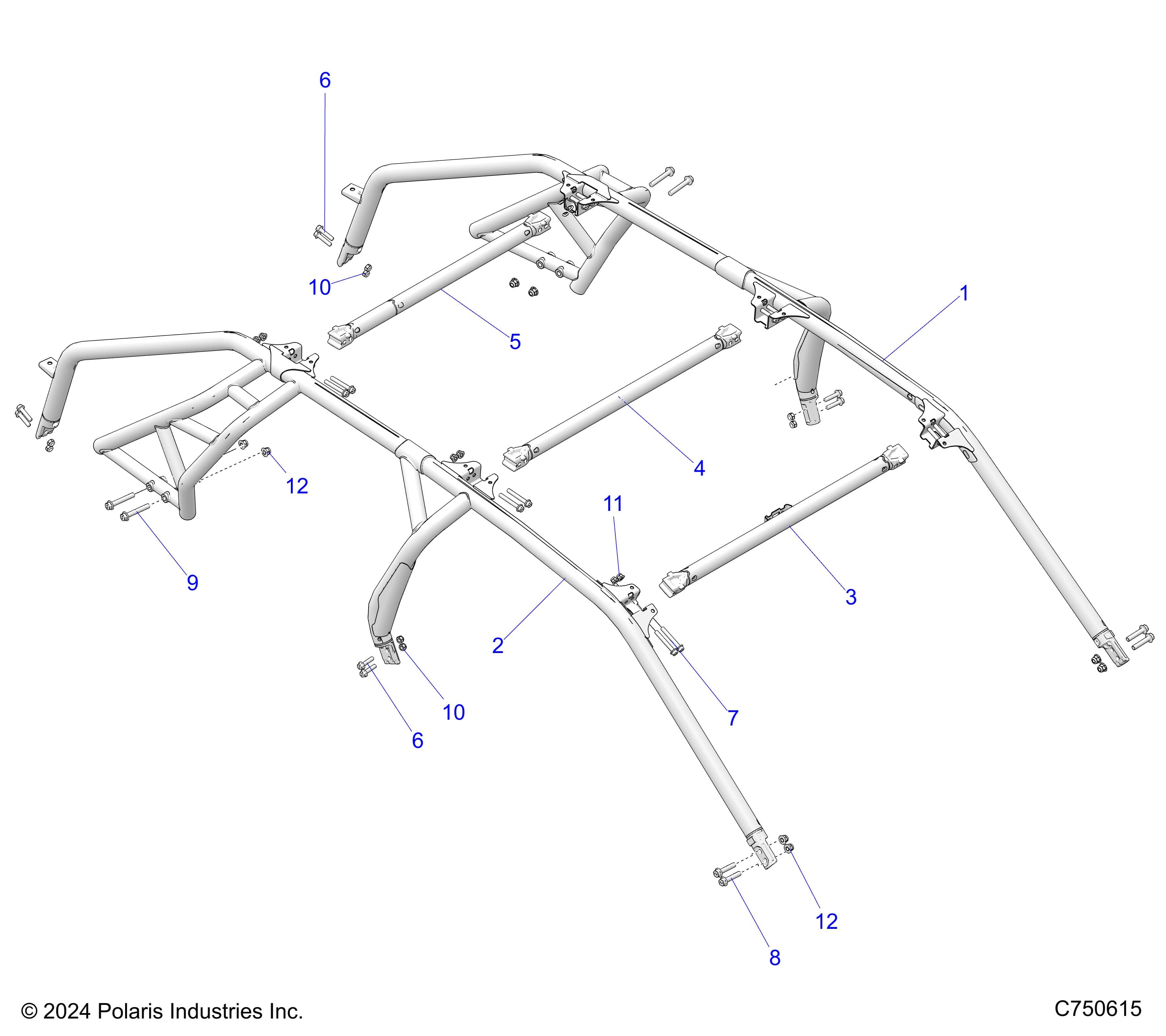 2026 RZR PRO S4 SPORT β CHASSIS, CAB FRAME - Z26S4E92A4/B4/A6/B6 (C750615) diagram