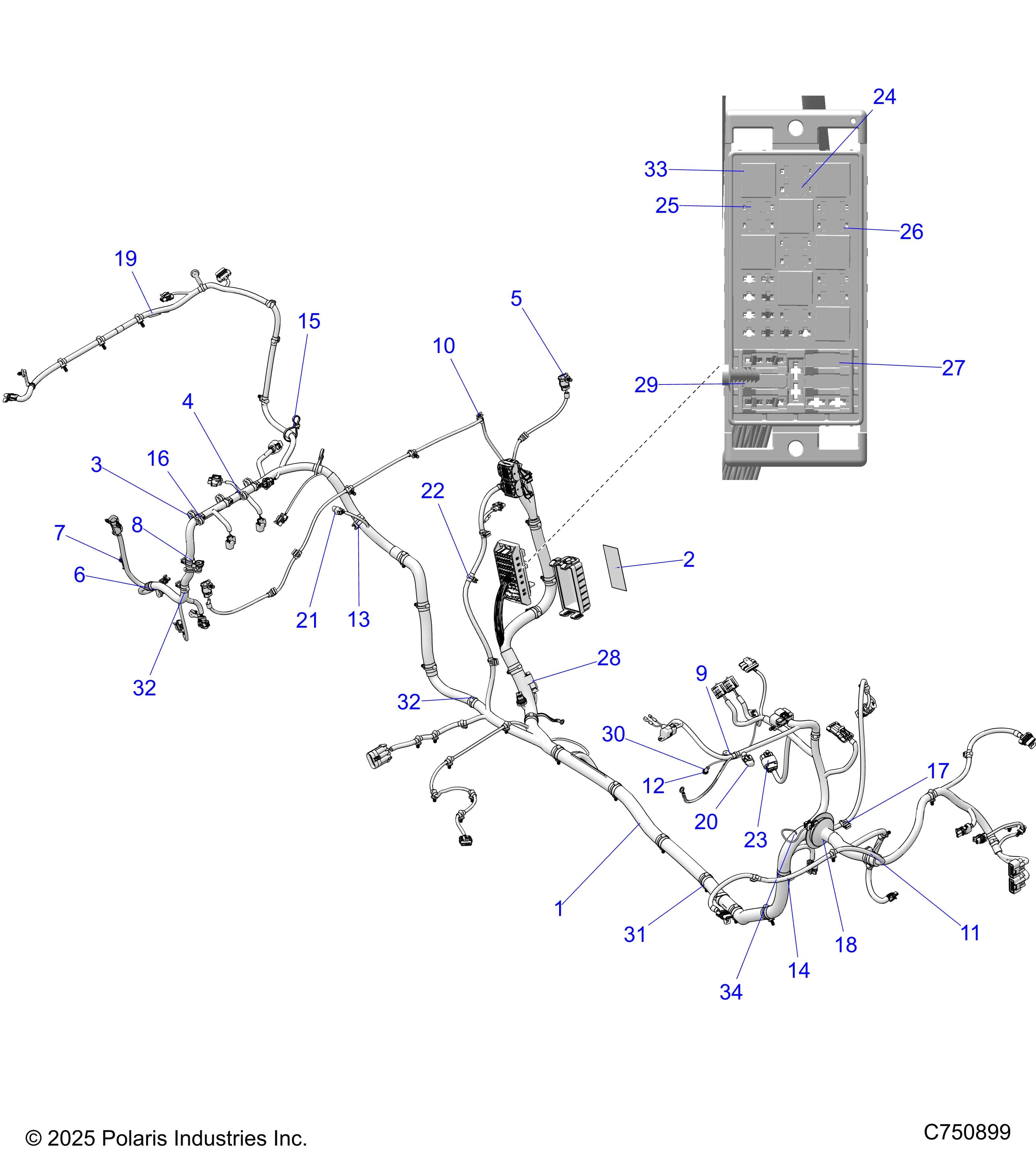 2026 RZR XP 1000 ULTIMATE β ELECTRICAL, WIRE HARNESS - Z26NET99A4/B4/A6/B6 (C750900) diagram