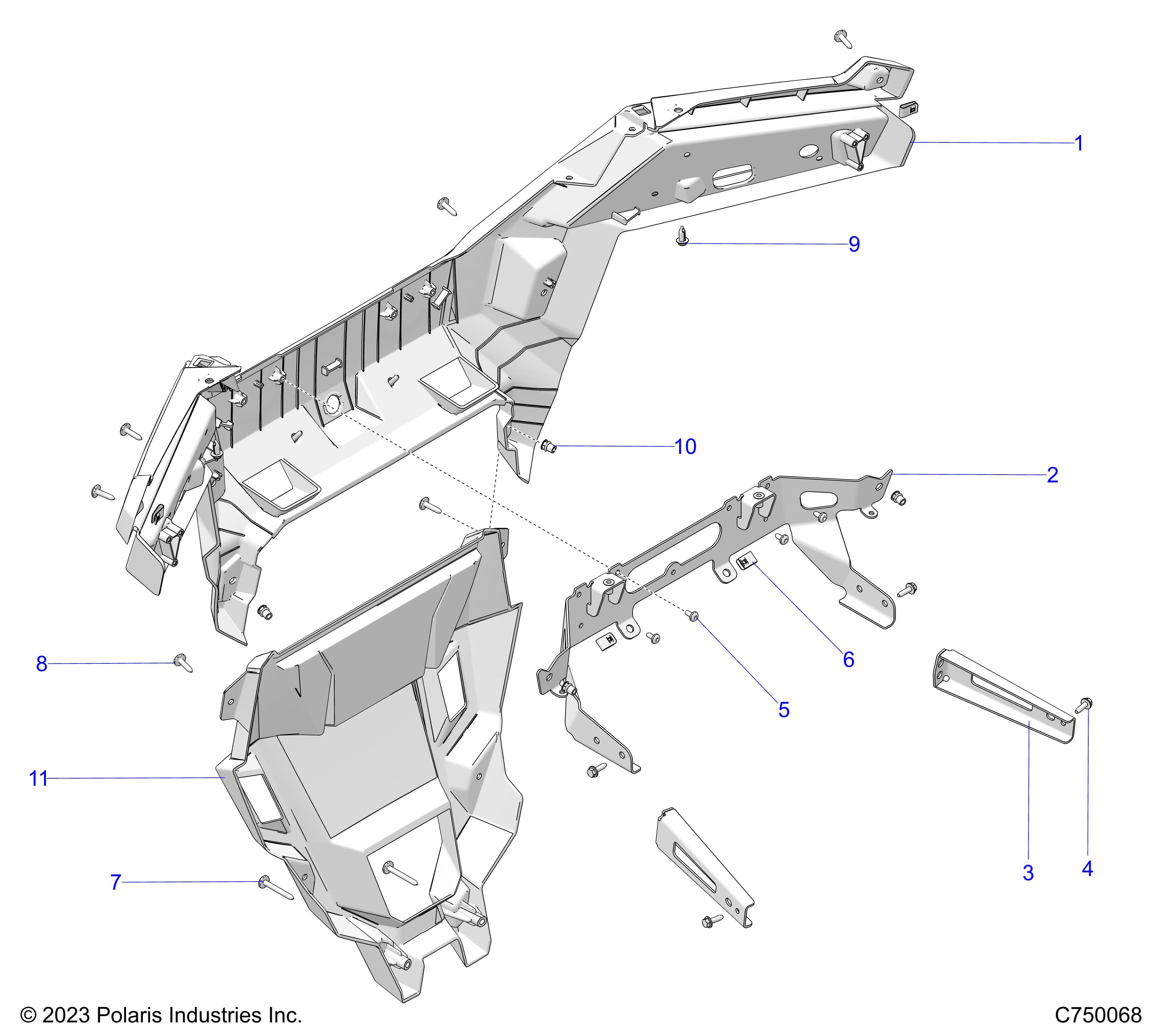 2026 RZR PRO XP 4 SPORT β BODY, REAR BUMPER - Z26X4E92A4/B4/A6/B6 (C750068) diagram