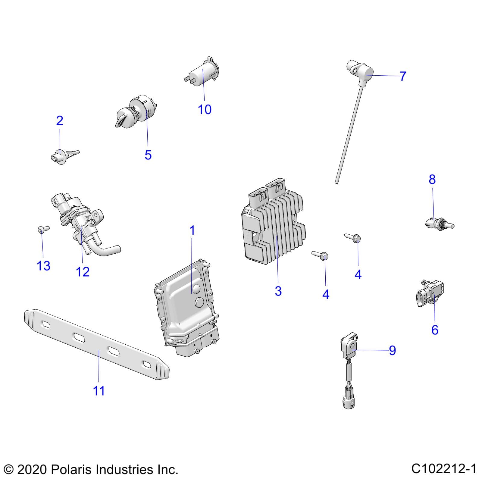 2026 SPORTSMAN 850 MUD 49S R01 - A26SXN85A7 β ELECTRICAL, SWITCHES, SENSORS, ECU and CONTROL MODULES - A26SXN85A7 (C102212-1) diagram