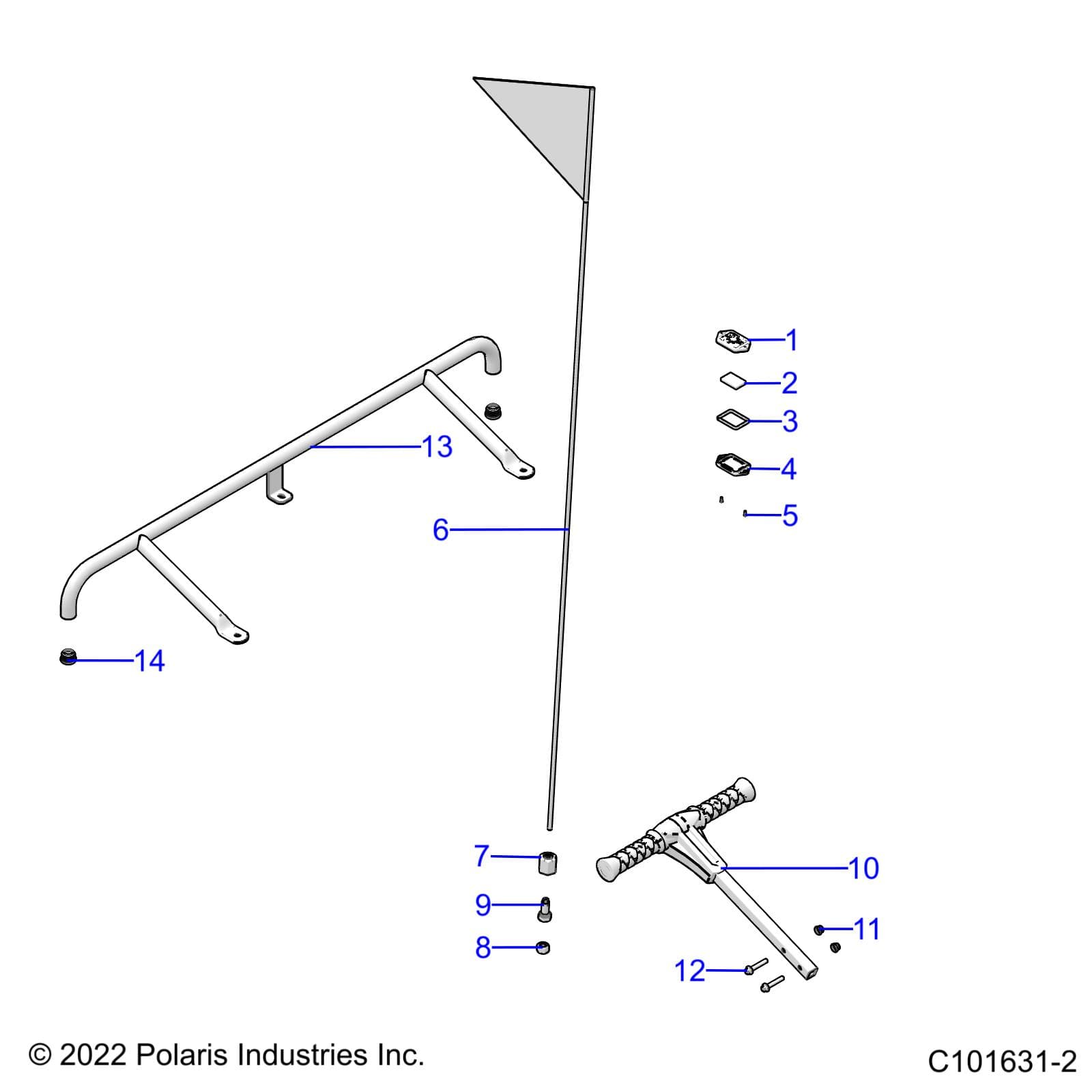 2026 RANGER 150 EFI AU β BODY, BUMPER, REAR, FLAG, BEACON, AND PASS HANDLE - R26HZA15D5 (C101631-2) diagram