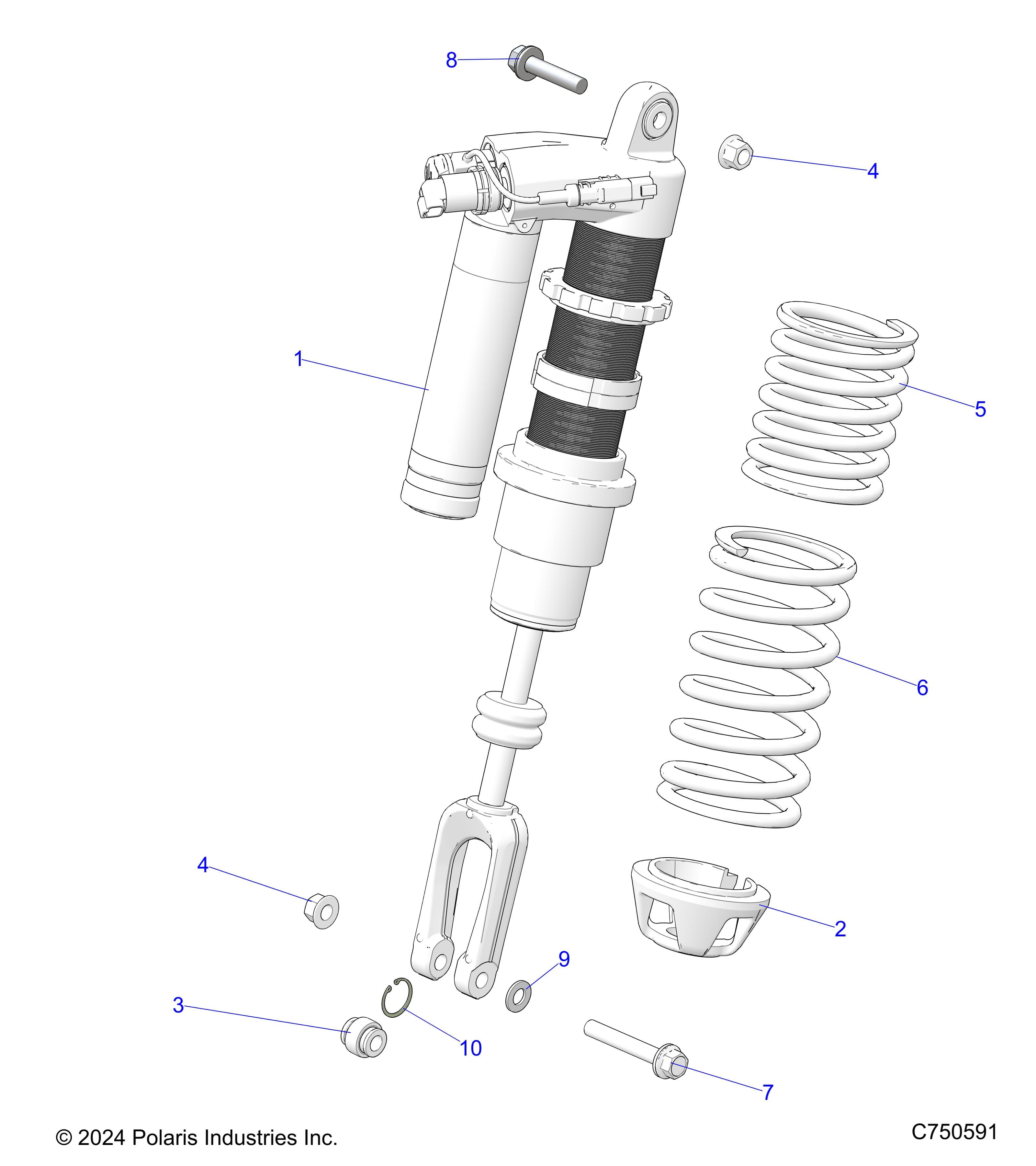 2026 RZR PRO S4 ULTIMATE EVP,LE β SUSPENSION, FRONT SHOCK MOUNTING - Z26S4P92BL (C750591) diagram