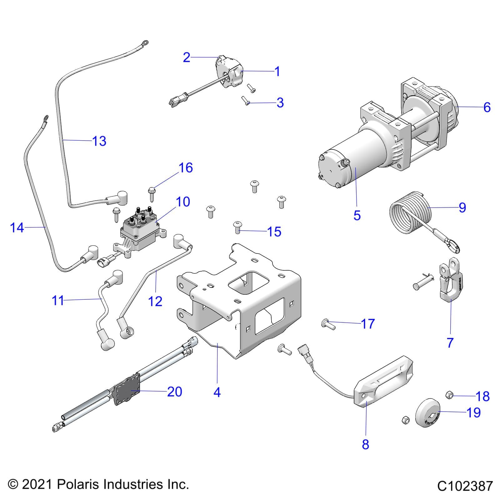 2026 SPORTSMAN 1000 ULTIMATE 49S R01 - A26SXR95AG β CHASSIS, WINCH - A26SXR95AG (C102387) diagram