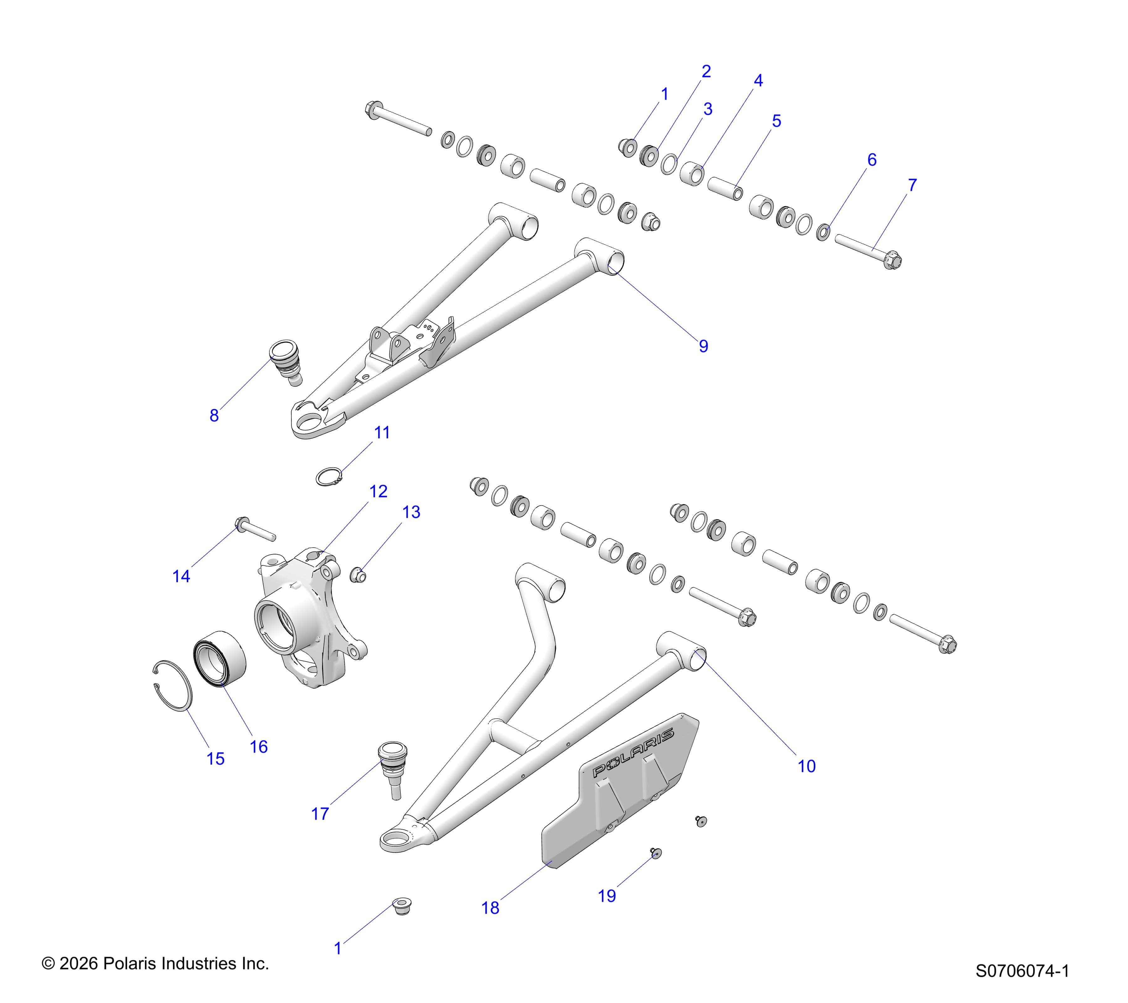 2026 RANGER 1000 CABBED β SUSPENSION, FRONT A-ARMS diagram