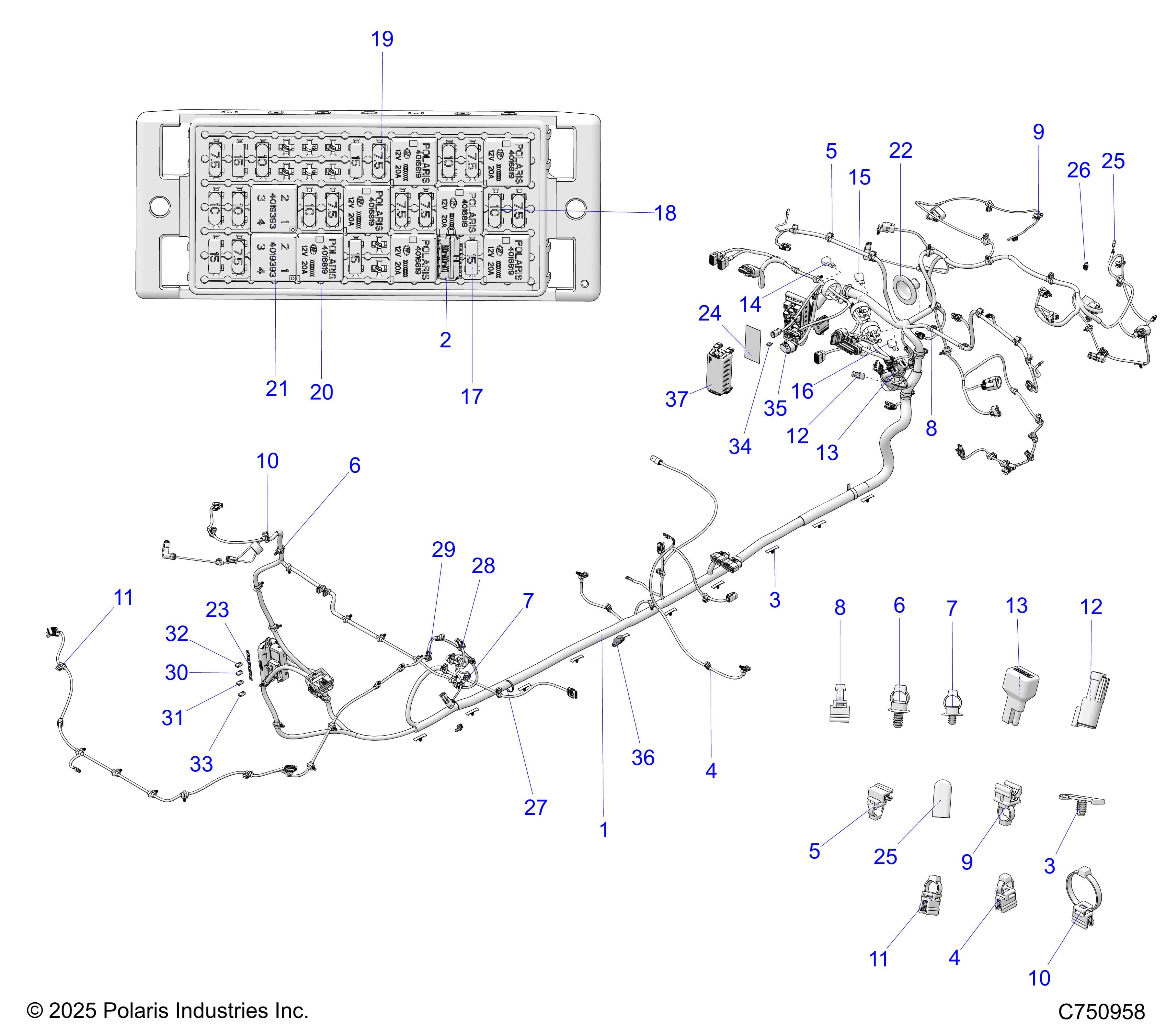 2026 RZR PRO R4 LE β ELECTRICAL, WIRE HARNESS, CHASSIS - Z26R4P2KBL (C750958) diagram
