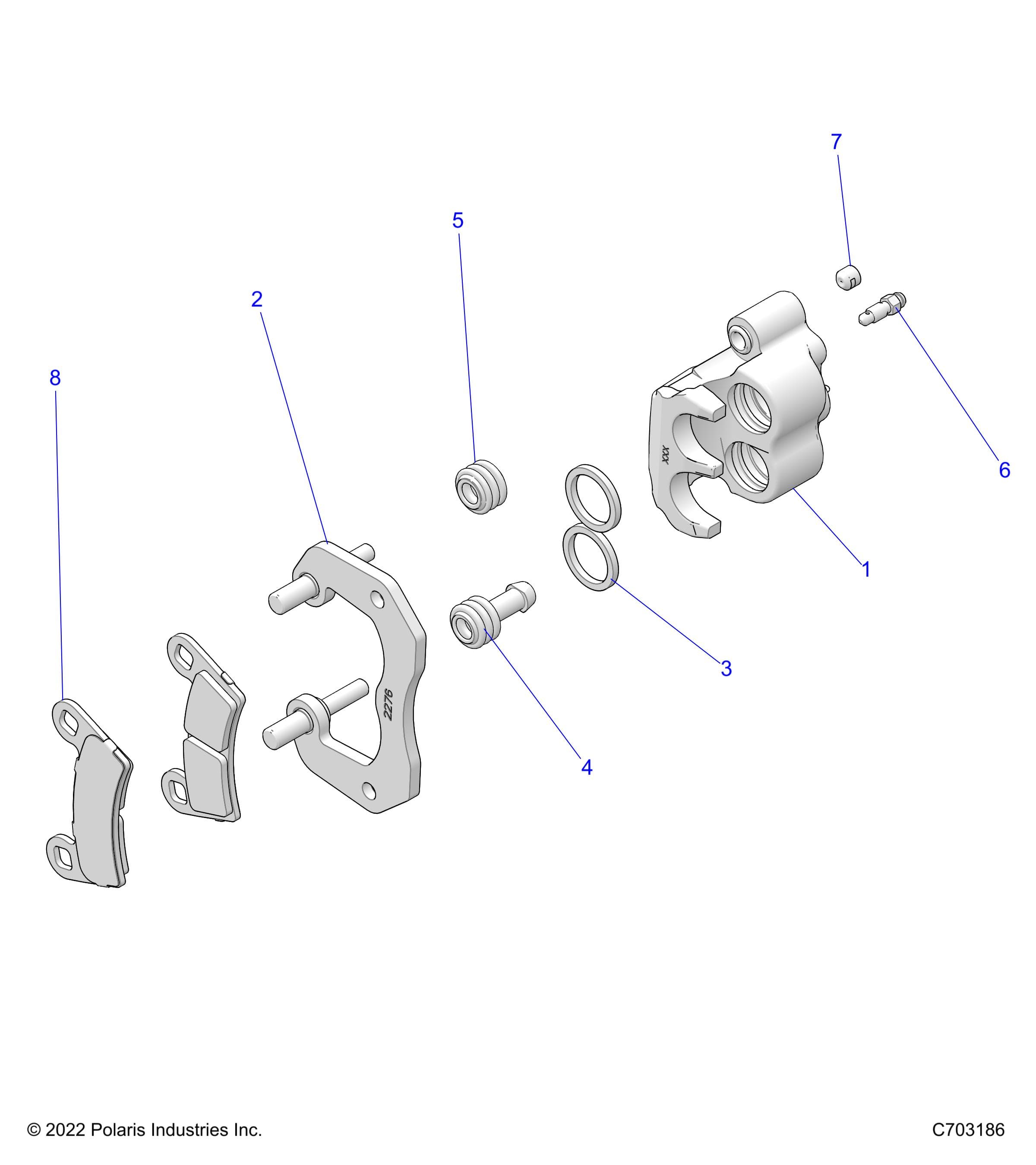 2026 RZR 900 TRAIL SPORT — BRAKES, REAR CALIPER - Z26A5E87A5 (C703186) diagram