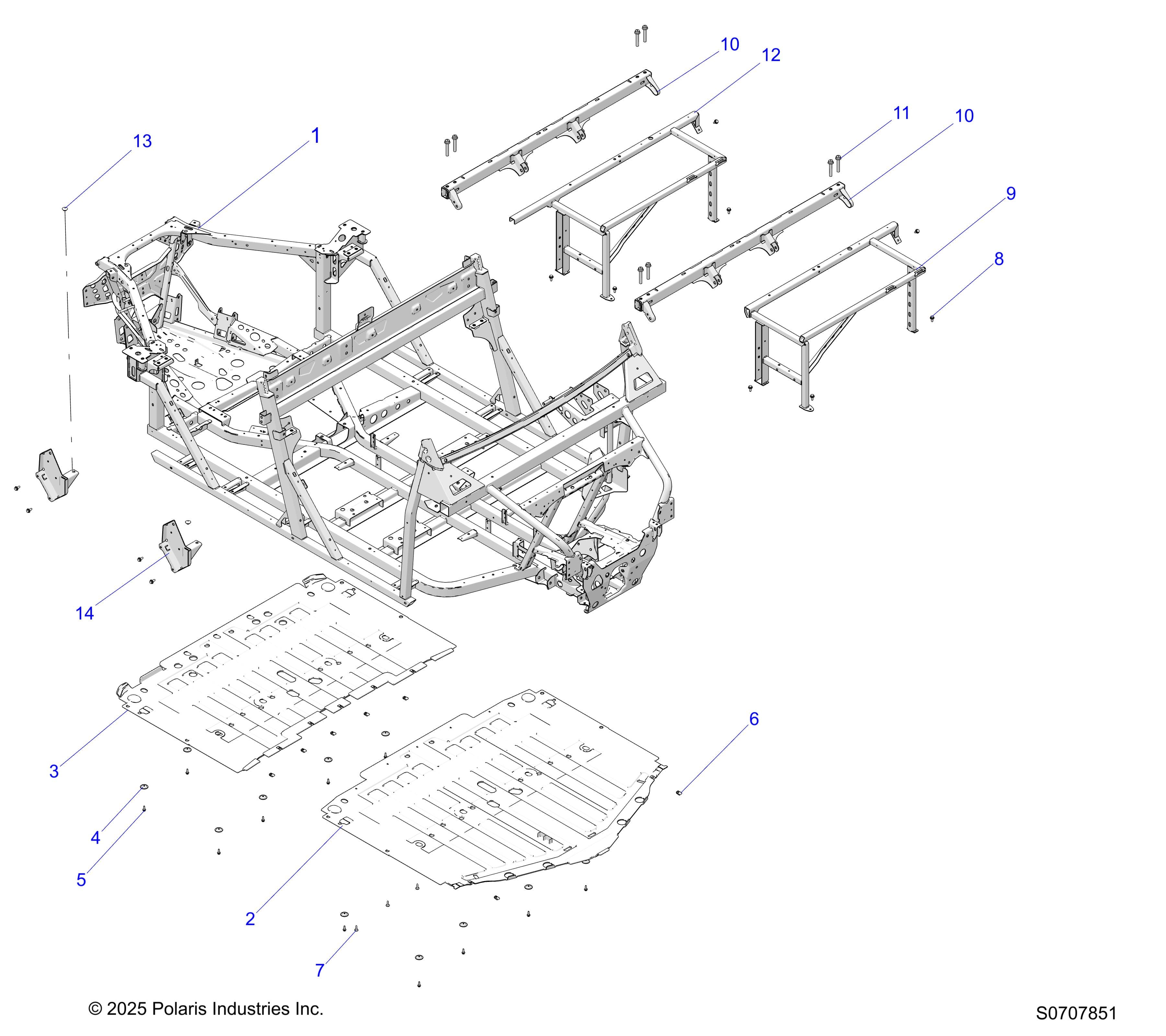 2026 RANGER 1000 XP CREW NSTR ULTIMATE TRAIL BOSS β CHASSIS, MAIN FRAME & SKID PLATES diagram