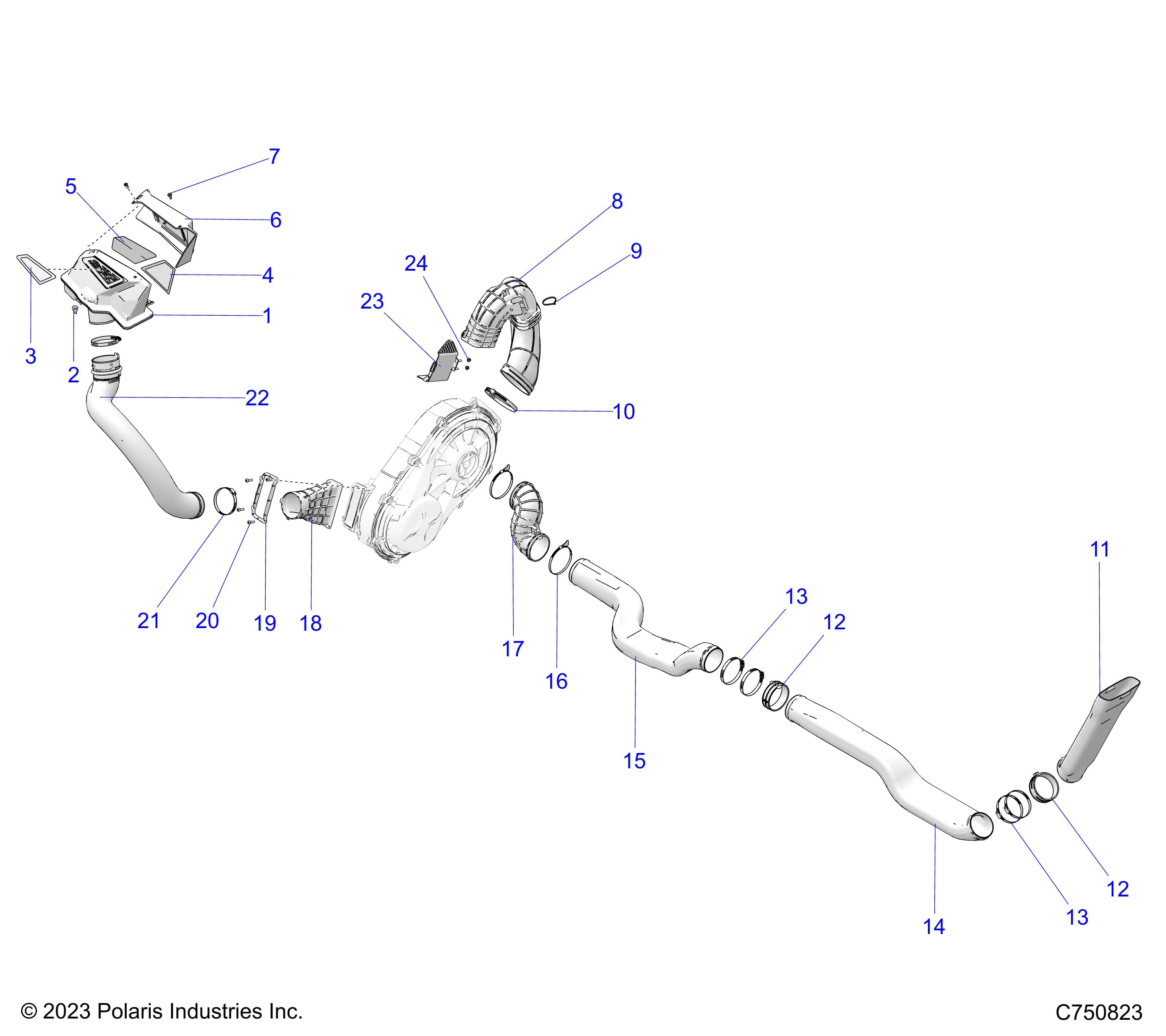 2026 RZR PRO R LE β DRIVE TRAIN, CLUTCH COVER DUCTING - Z26RPP2KBL (C750823) diagram