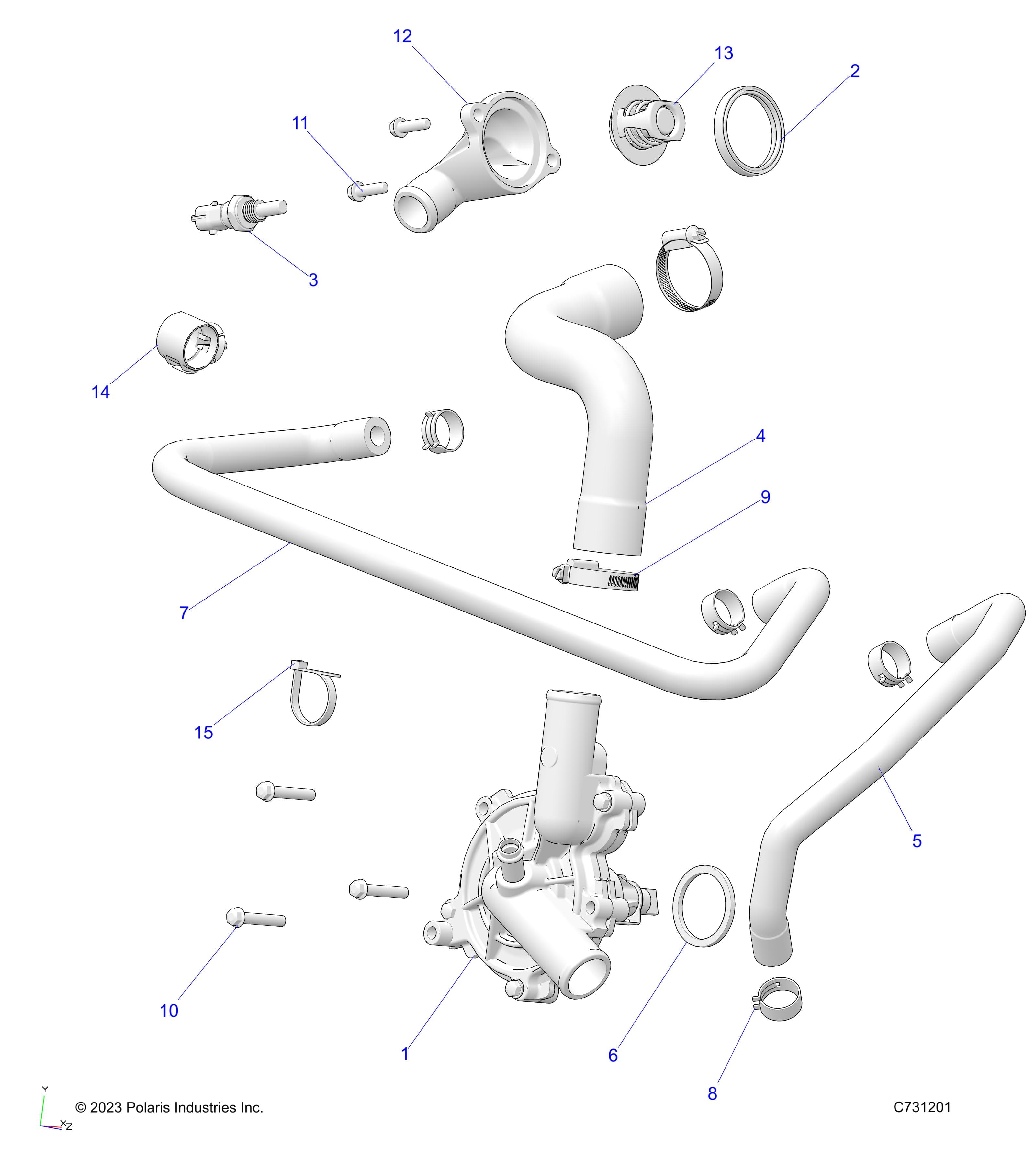 2026 RANGER 1000 CREW NON EPS β ENGINE, WATERPUMP & BYPASS - R26T6A99A1/B1 (C731201) diagram