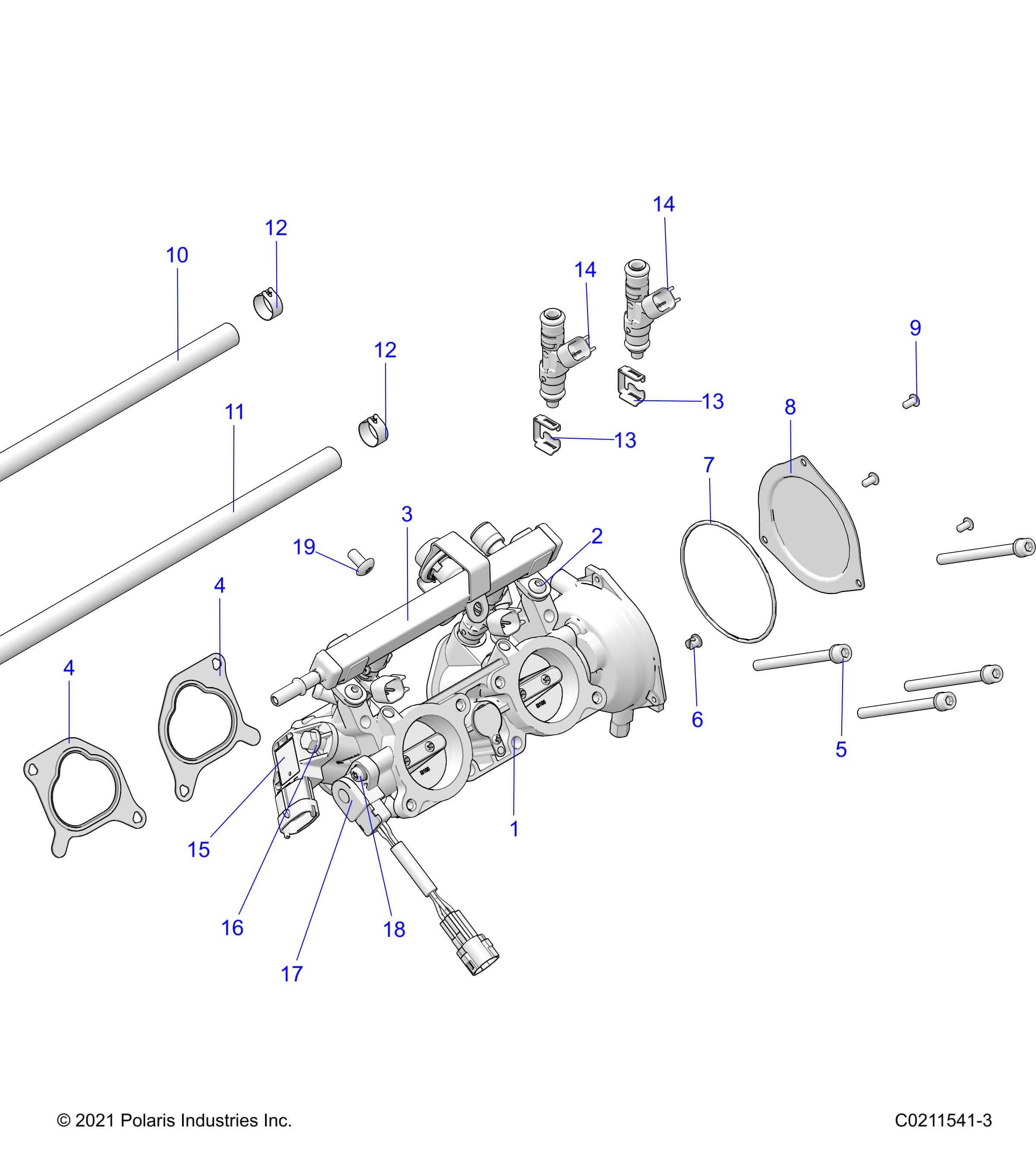 2026 SPORTSMAN 850 48" R02 - A26SXA85A1 β ENGINE, THROTTLE BODY - A26SXA85A1 (C0211541-3) diagram