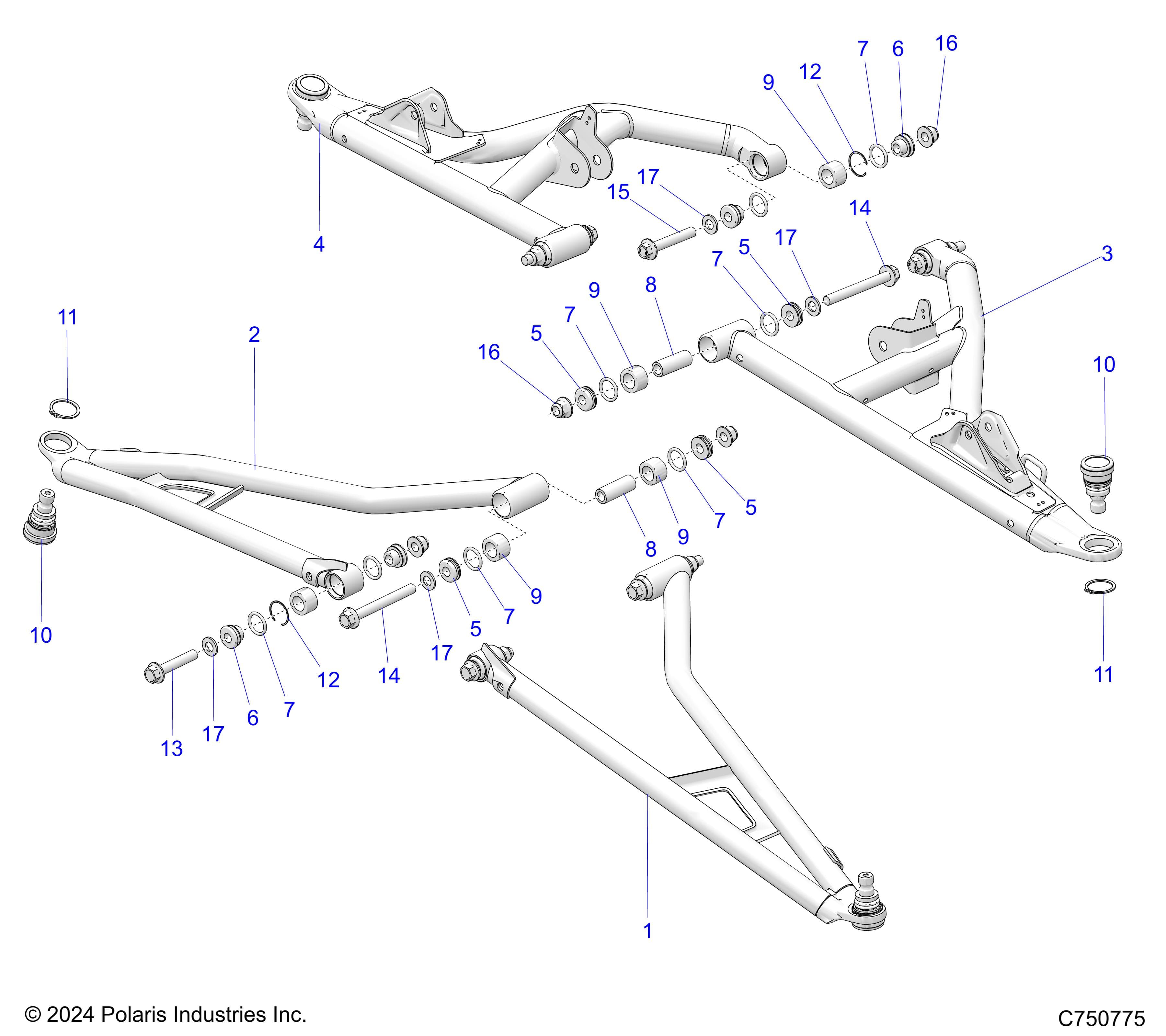 2026 RZR PRO XP 4 SPORT β SUSPENSION, FRONT CONTROL ARMS - Z26X4E92A4/B4/A6/B6 (C703104) diagram