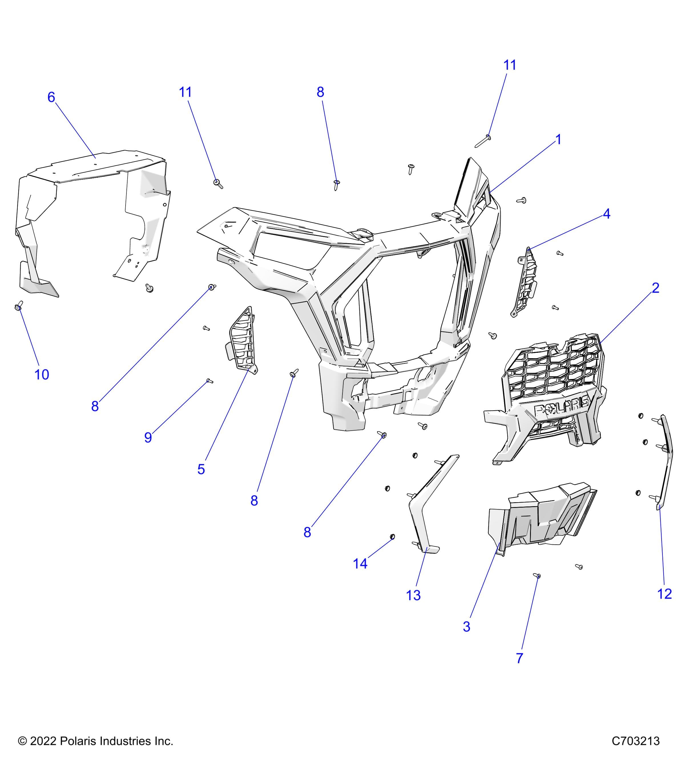 2026 RZR 900 TRAIL S SPORT β BODY, FRONT BUMPER - Z26ASE87A5 (C0704747-6) diagram