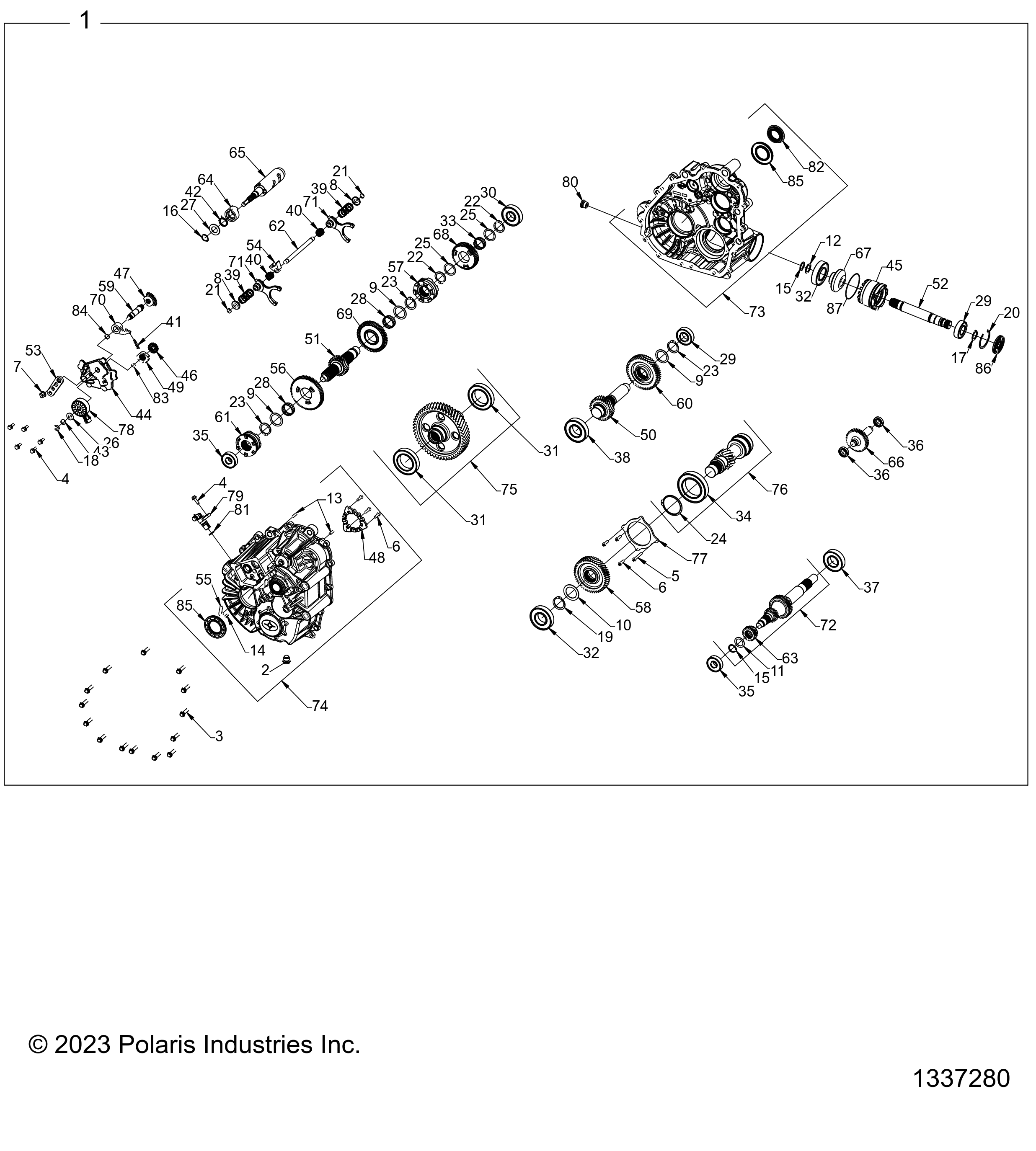 2026 RZR XP 4 1000 ULTIMATE — DRIVE TRAIN, MAIN GEARCASE INTERNALS - Z26NMT99A4/B4/A6 (1337280) diagram