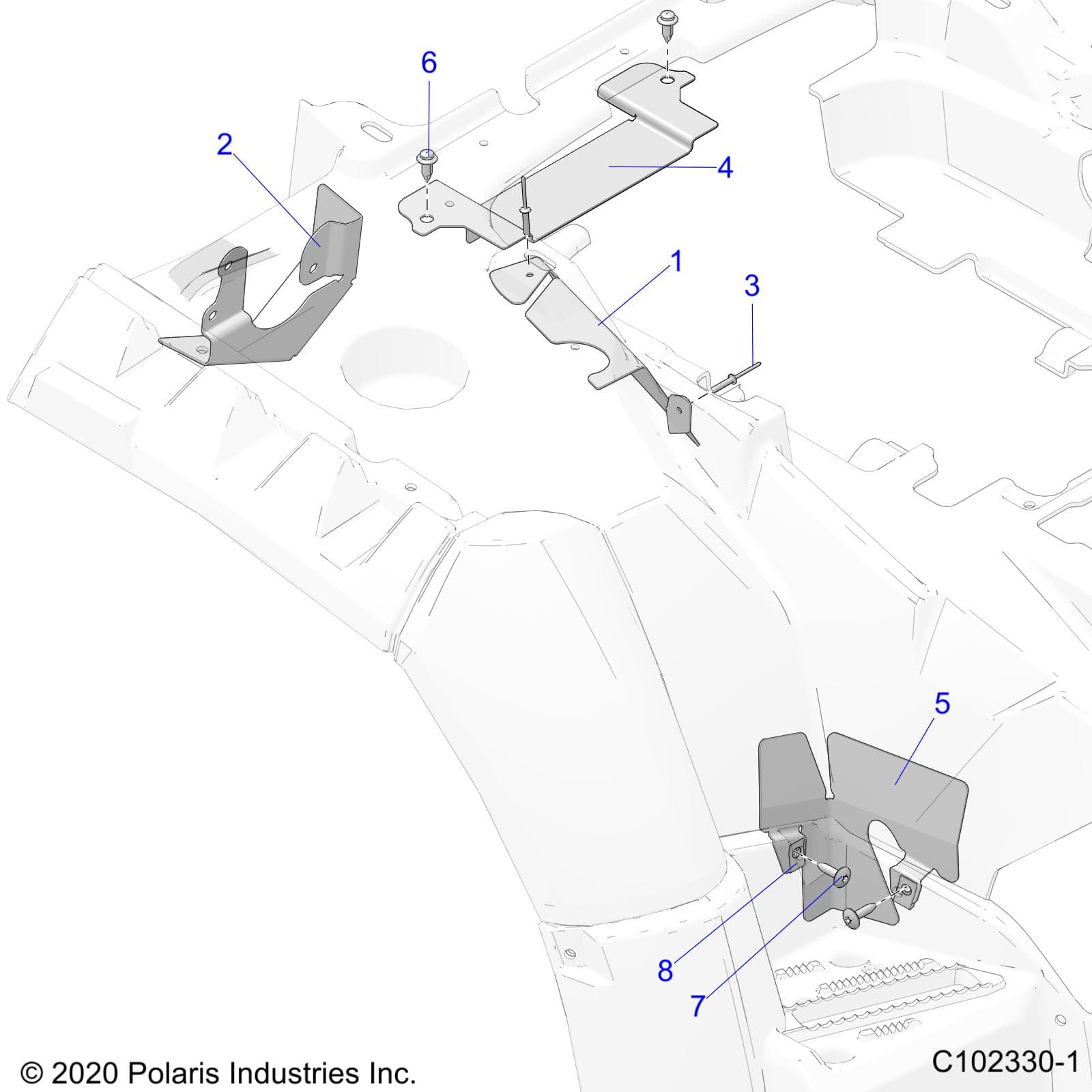 2026 SPORTSMAN TOURING 850 48" R02 - A26SYE85AL β BODY, HEAT SHIELDS - A26SYE85AL (C102330-1) diagram