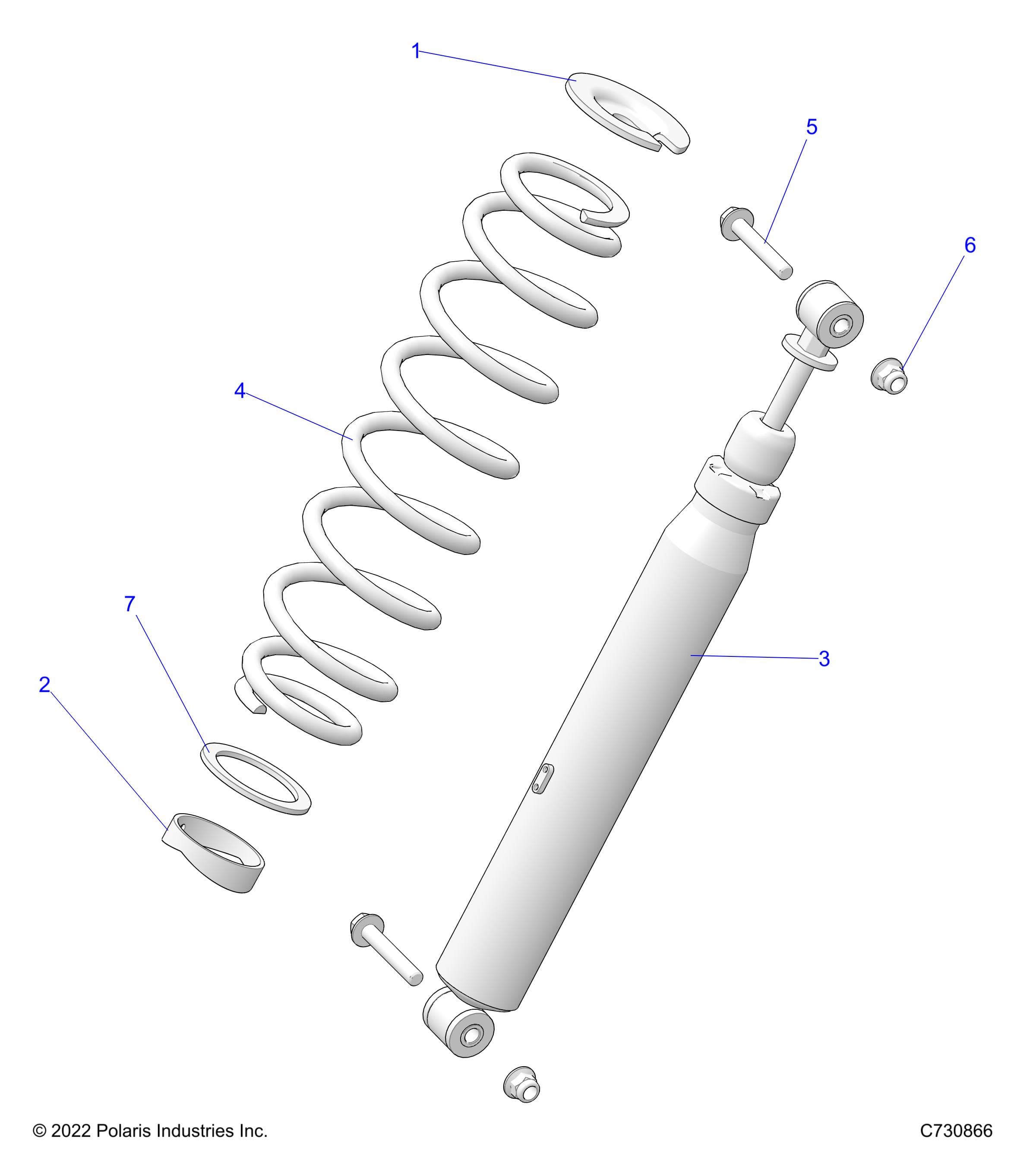 2026 RANGER 1000 CREW NON EPS β SUSPENSION, REAR SHOCK MOUNTING EVAP - R26T6A99B1 (C730866) diagram