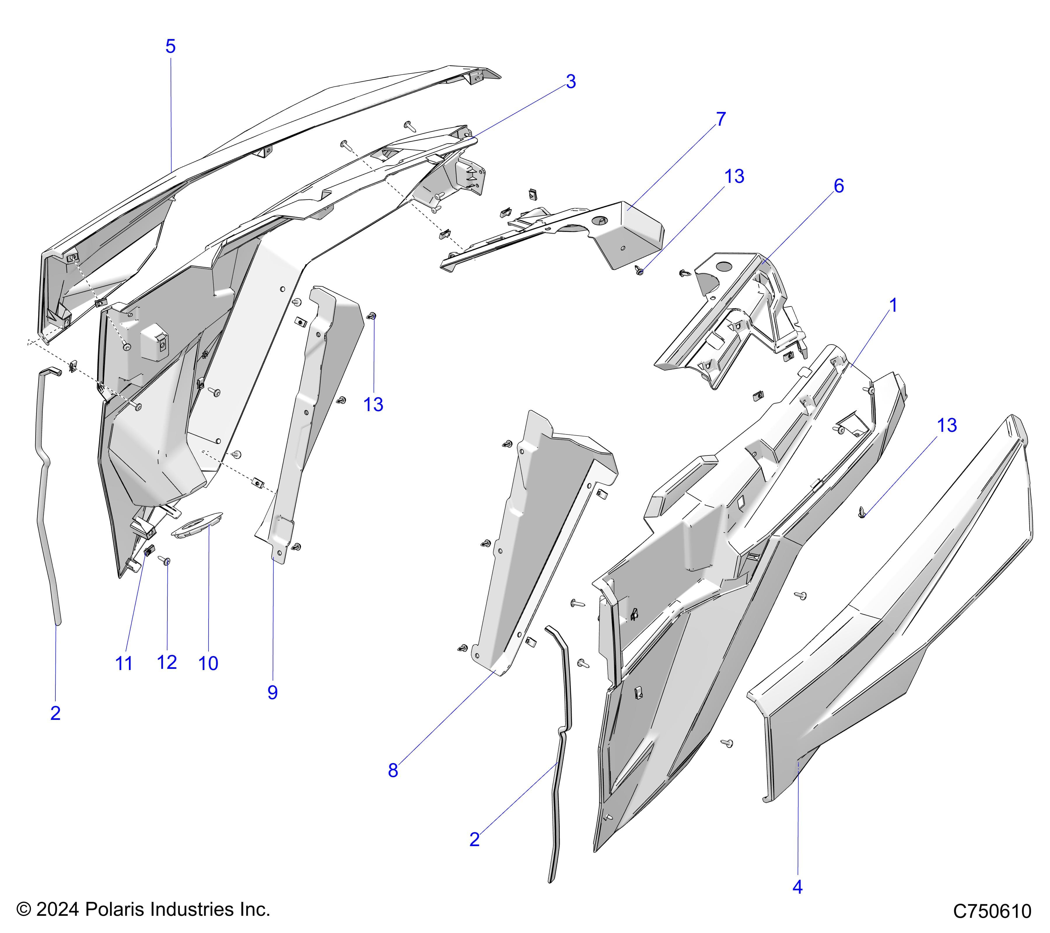 2026 RZR PRO S4 SPORT β BODY, REAR FENDERS - Z26S4E92A4/B4/A6/B6 (C750610) diagram
