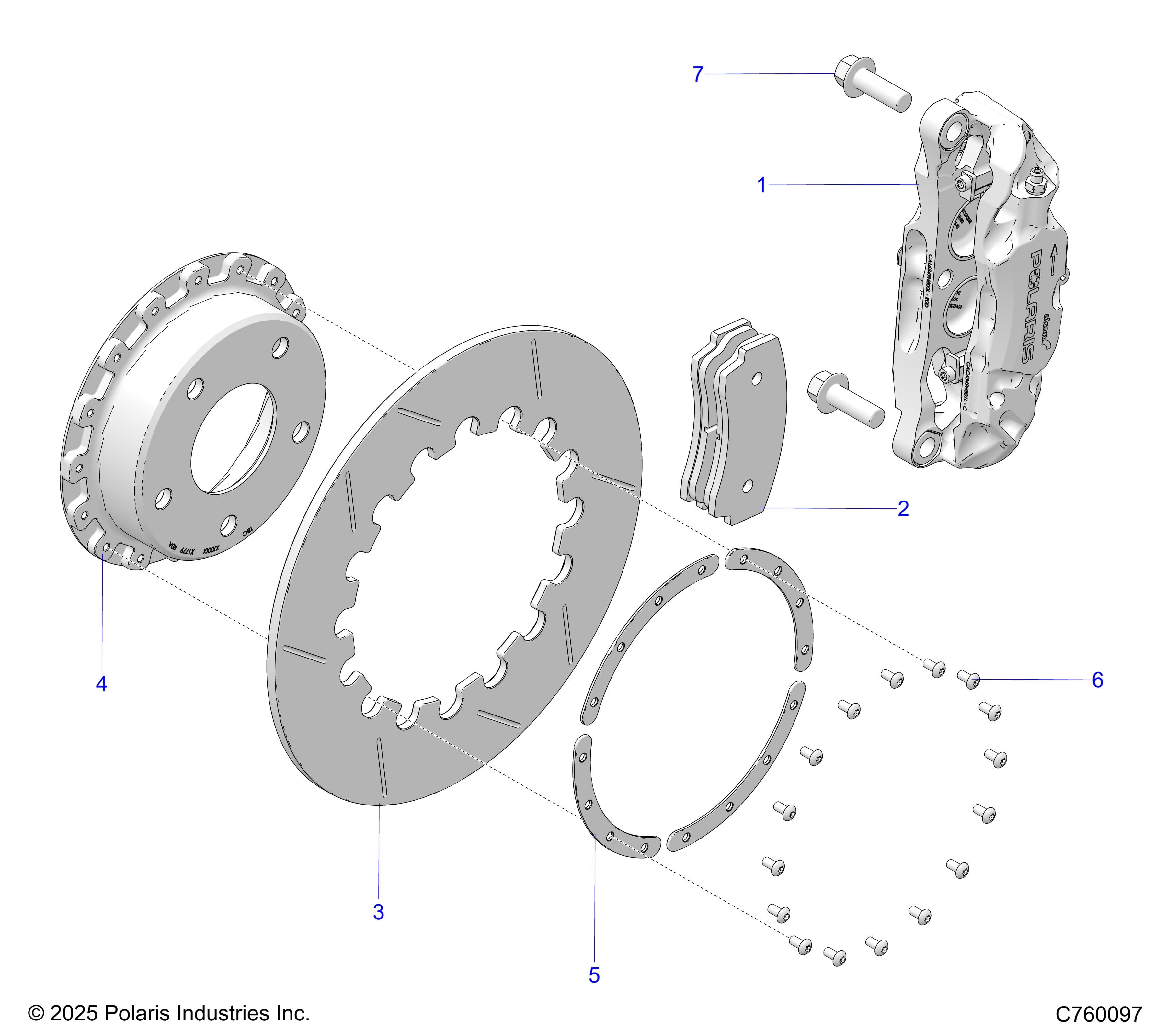 2026 RZR PRO R RACE H.O. β BRAKES, CALIPER AND BRAKE DISC, FRONT - Z26RRL2KAL (C760097) diagram