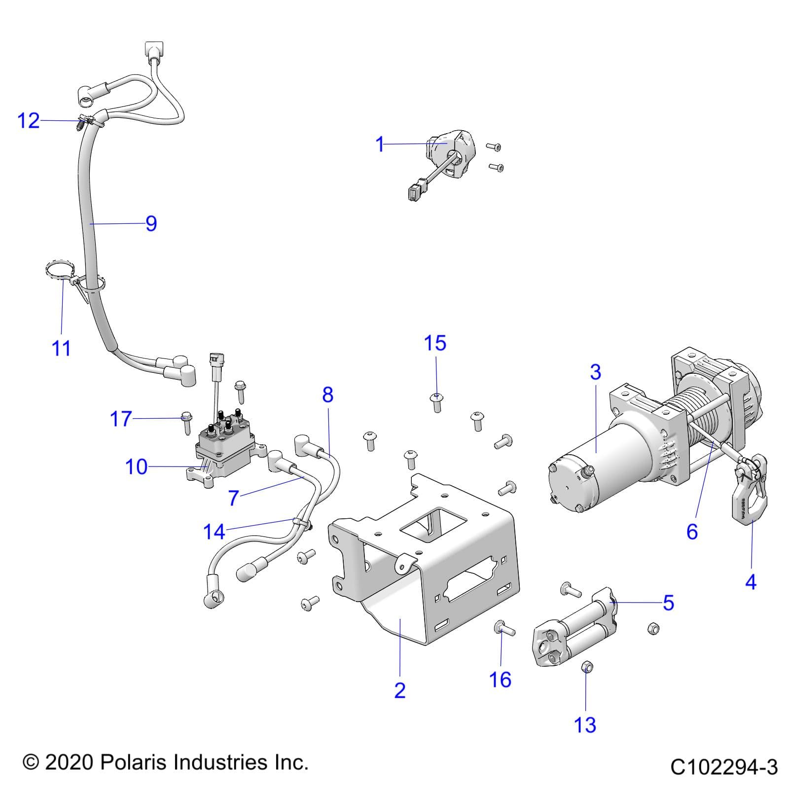 2026 SPORTSMAN 570 EPS TRAIL PACKAGE β CHASSIS, WINCH - A26SHY57AL/AS (C102294-3) diagram