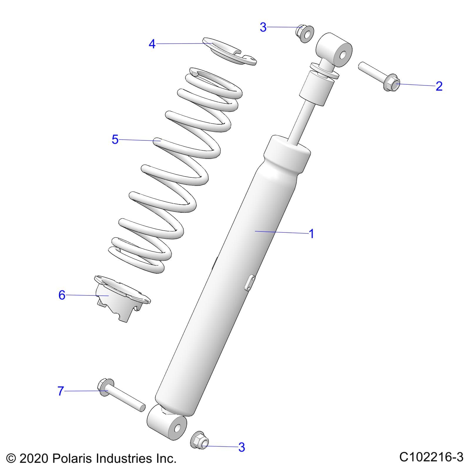2026 SPORTSMAN XP 1000 MUD R01 - A26SXM95AR β SUSPENSION, SHOCK, REAR - A26SXM95AR (C102216-3) diagram