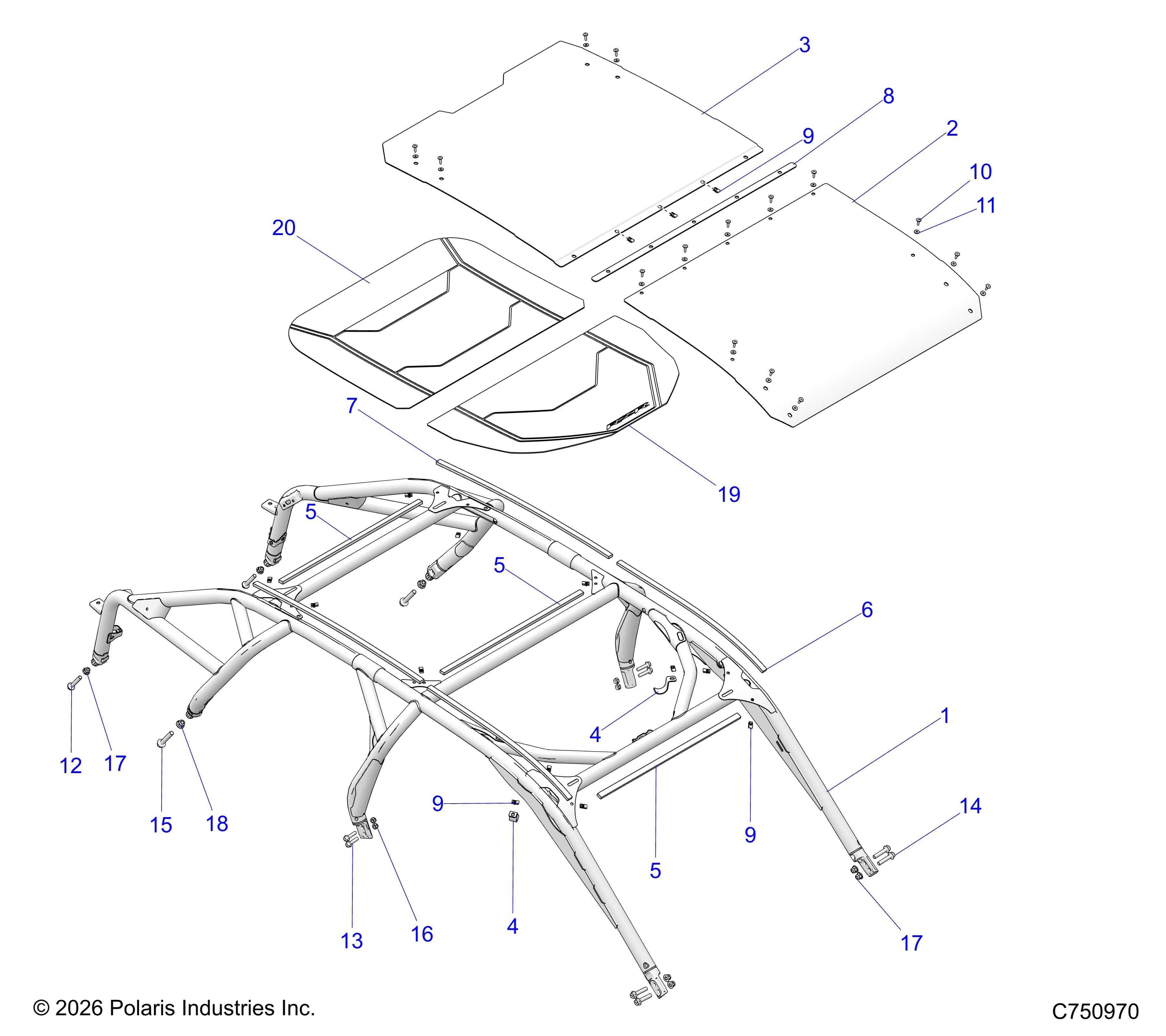 2026 RZR PRO R4 LE β CHASSIS, CAB FRAME - Z26R4P2KBL (C750970) diagram
