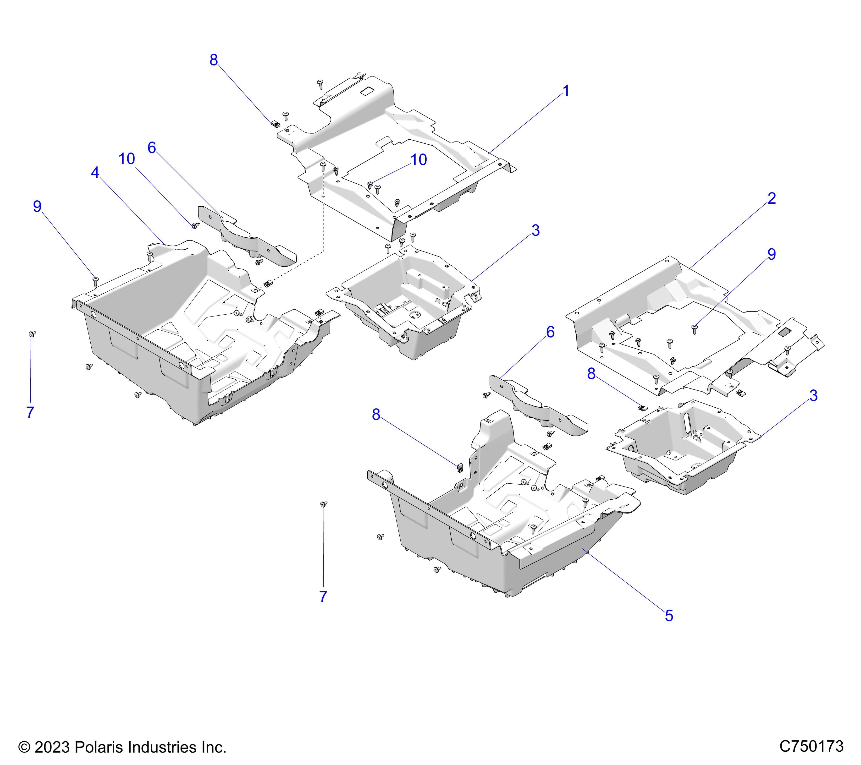 2026 RZR PRO S4 SPORT β BODY, FLOOR PANELS, REAR - Z26S4E92A4/B4/A6/B6 (C750173) diagram