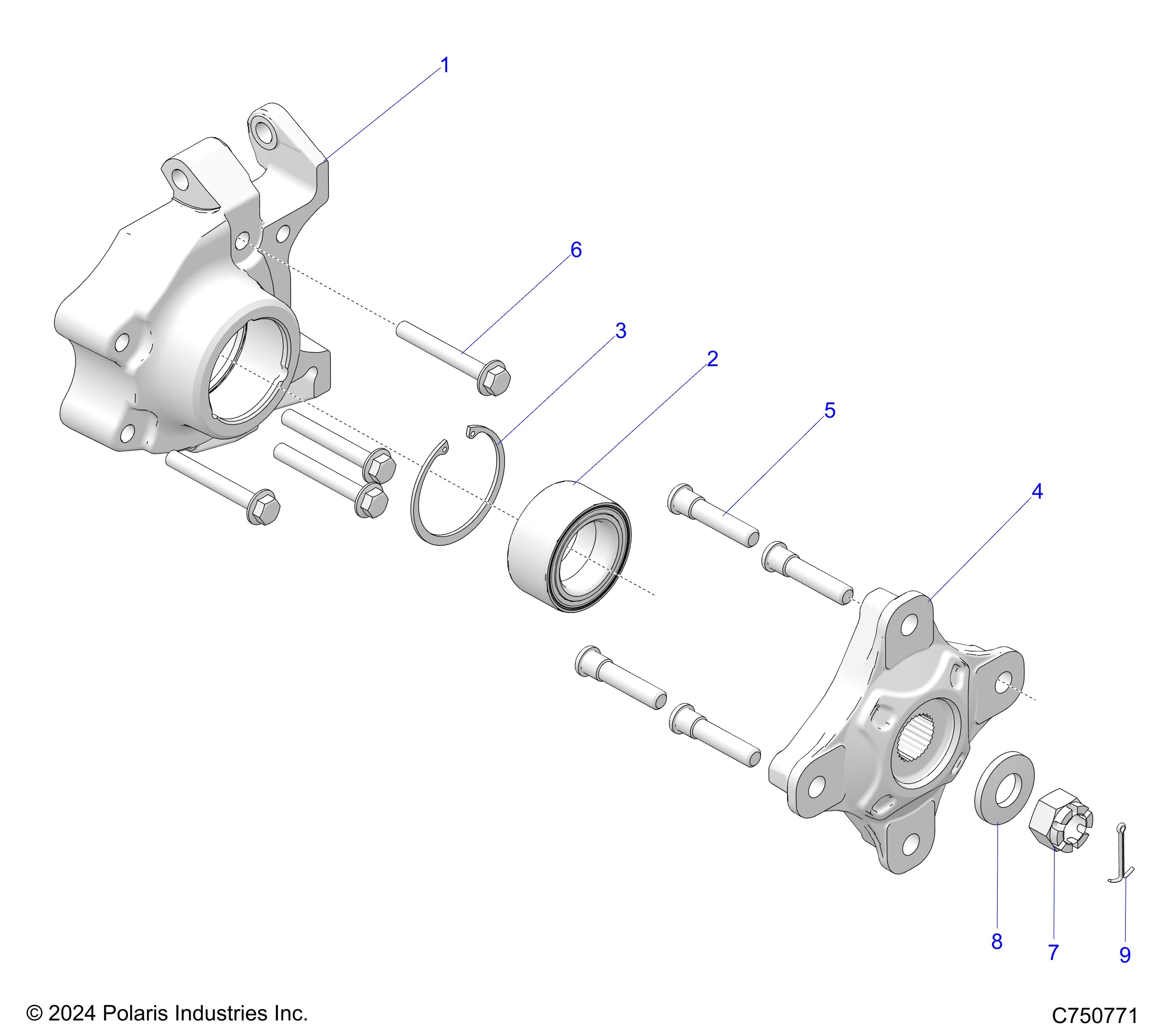 2026 RZR PRO XP 4 SPORT β SUSPENSION, REAR CARRIER AND HUB - Z26X4E92A4/B4/A6/B6 (C750771) diagram