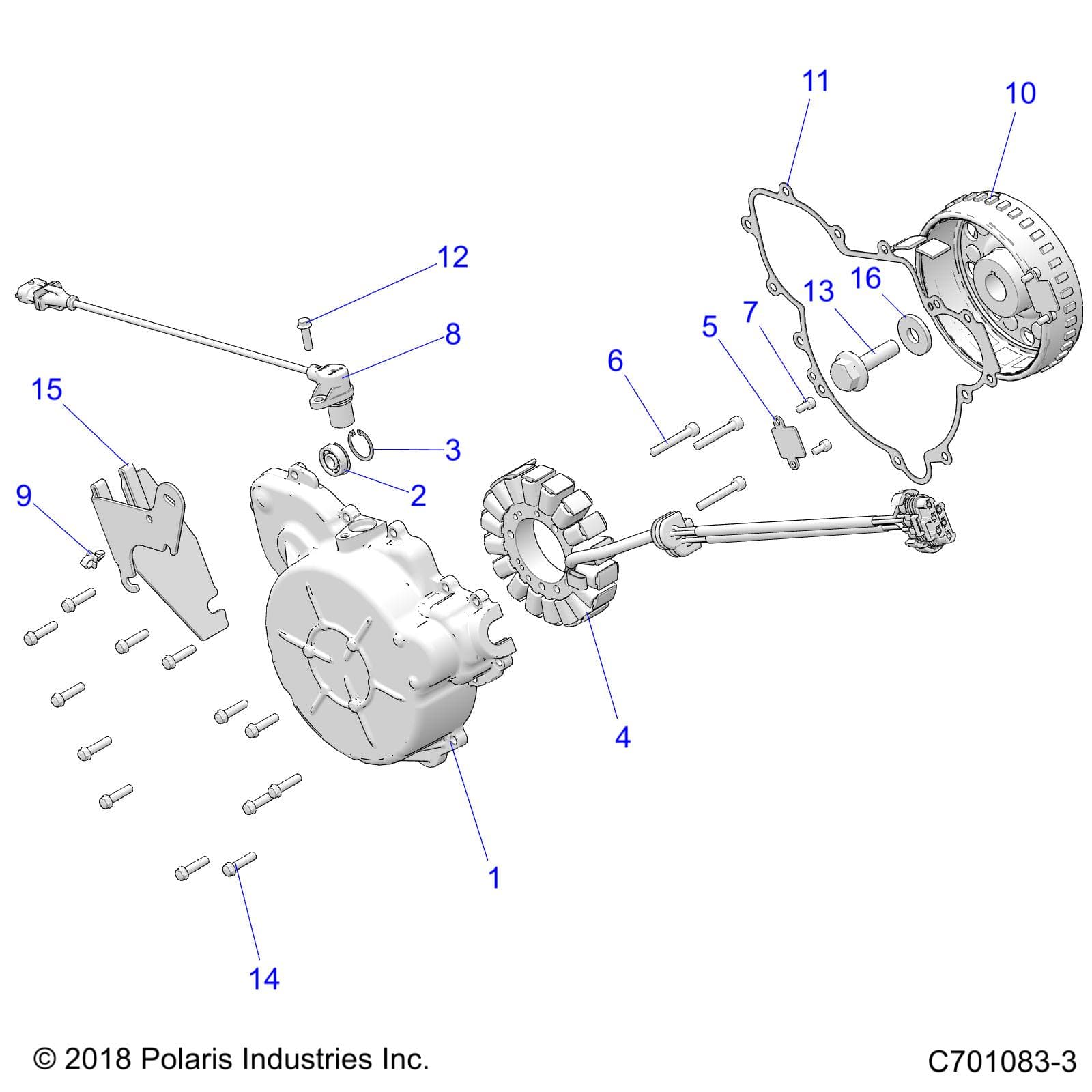 2026 RZR TRAIL S 1000 ULTIMATE β ENGINE, STATOR AND COVER - Z26ASF99A6 (C701083-3) diagram
