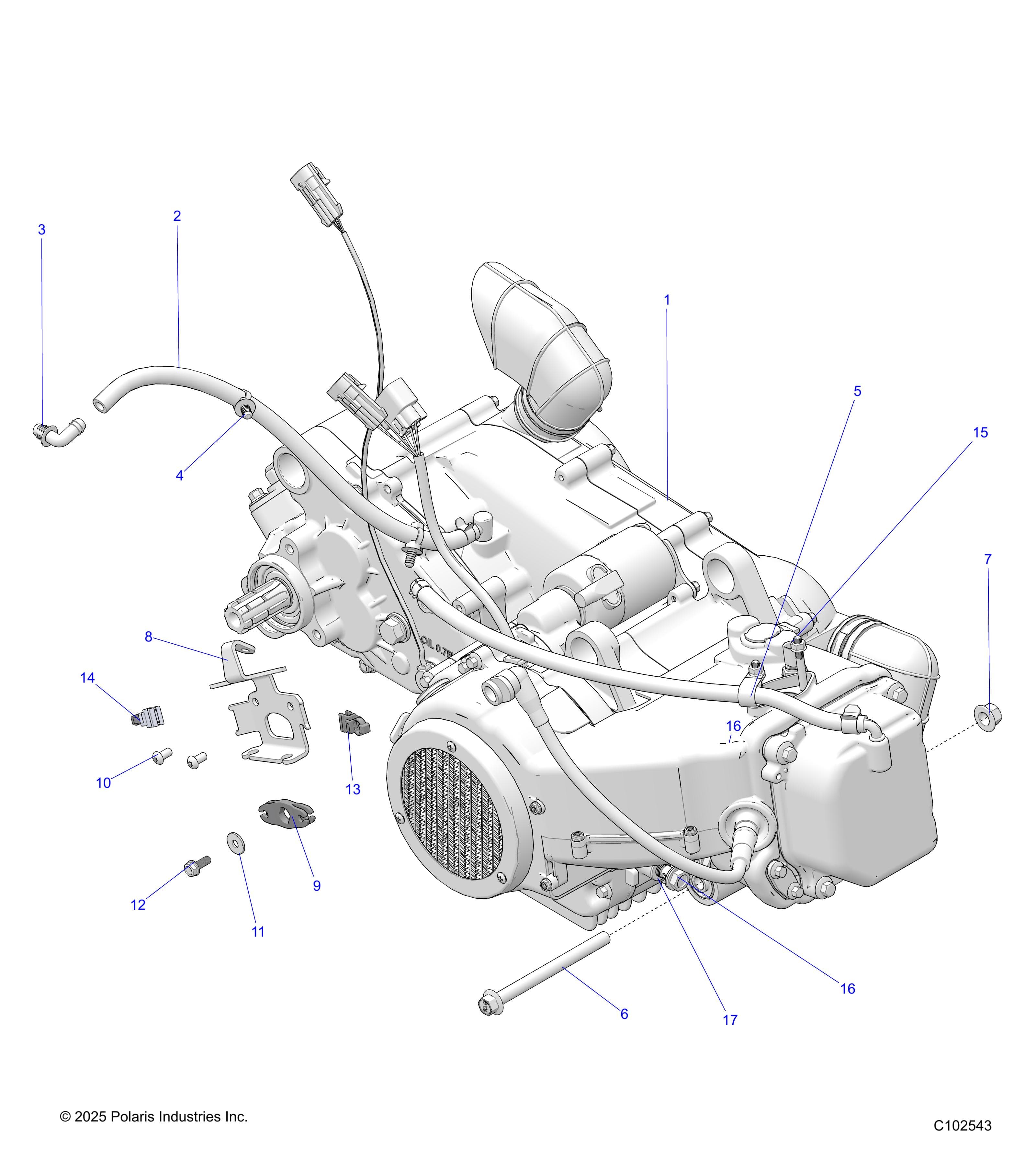 2026 RZR 200 EVAP β ENGINE, ENGINE and TRANSMISSION MOUNTING - Z26HCA18A4/A7/B4/B7 (C102543) diagram
