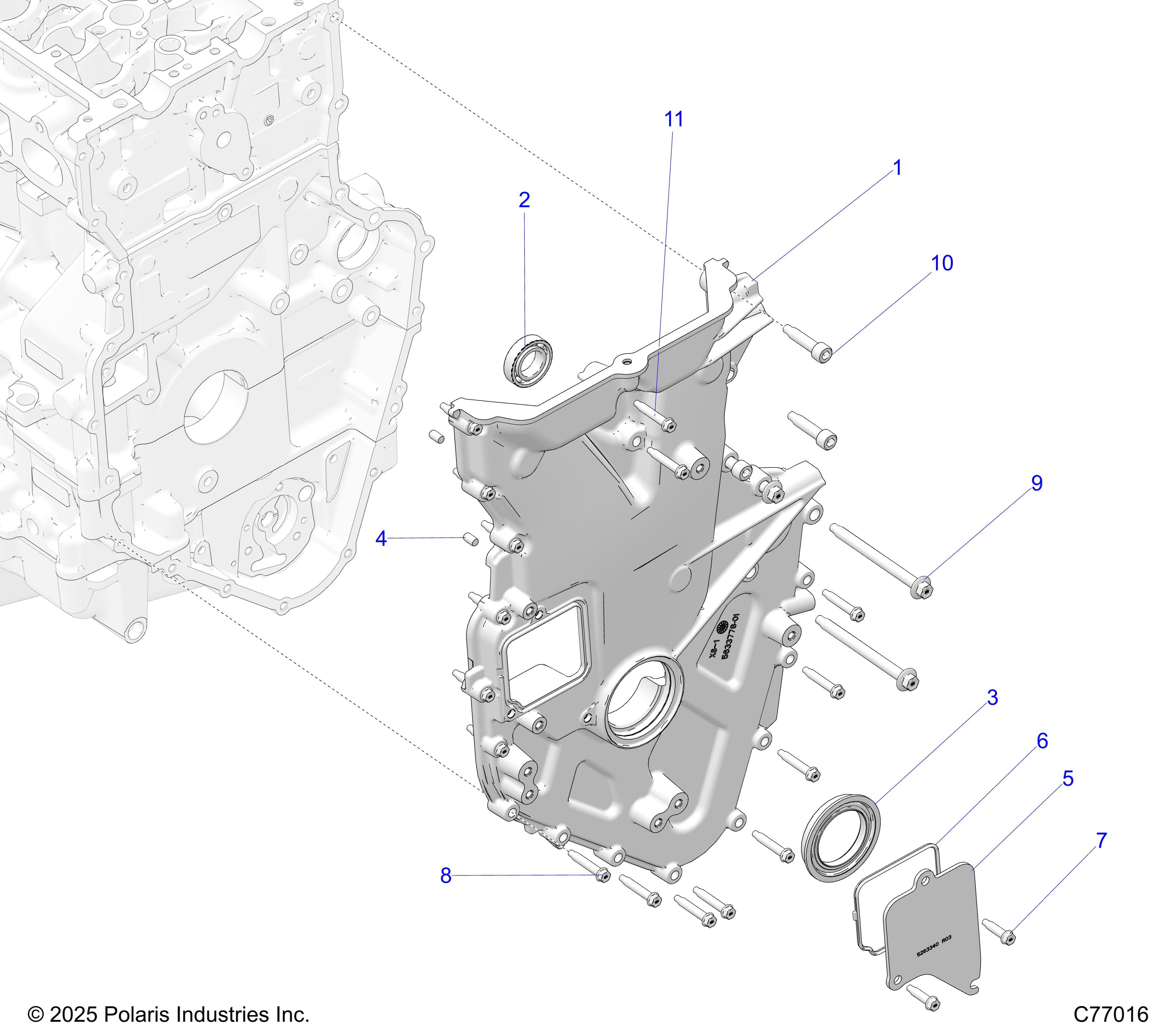 2026 RZR PRO R RACE β ENGINE, FRONT COVER AND RELATED - Z26RRE2KAL (C77016) diagram