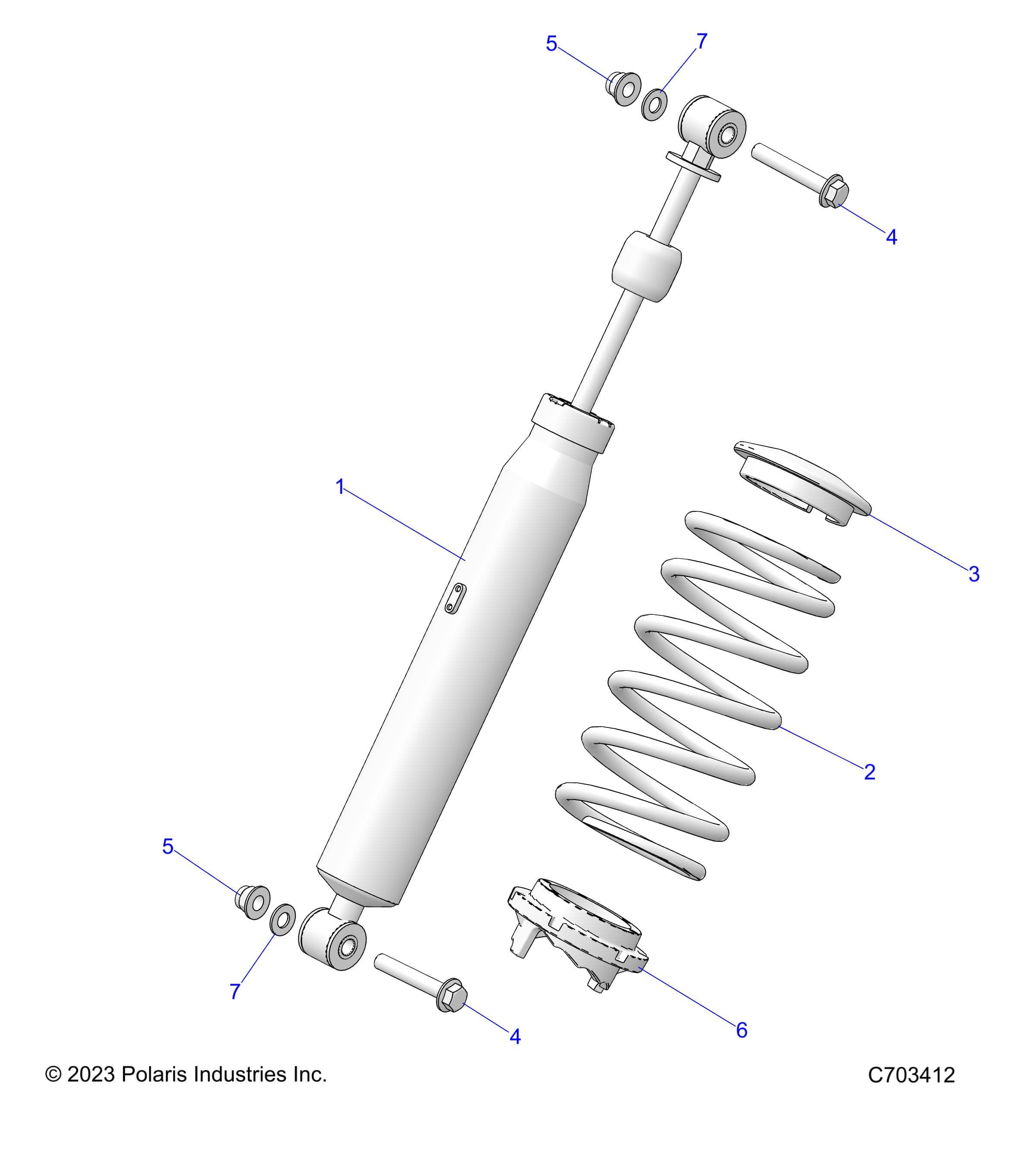 2026 RZR 900 TRAIL S SPORT β SUSPENSION, FRONT SHOCK - Z26ASE87A5 (C0705629-1) diagram