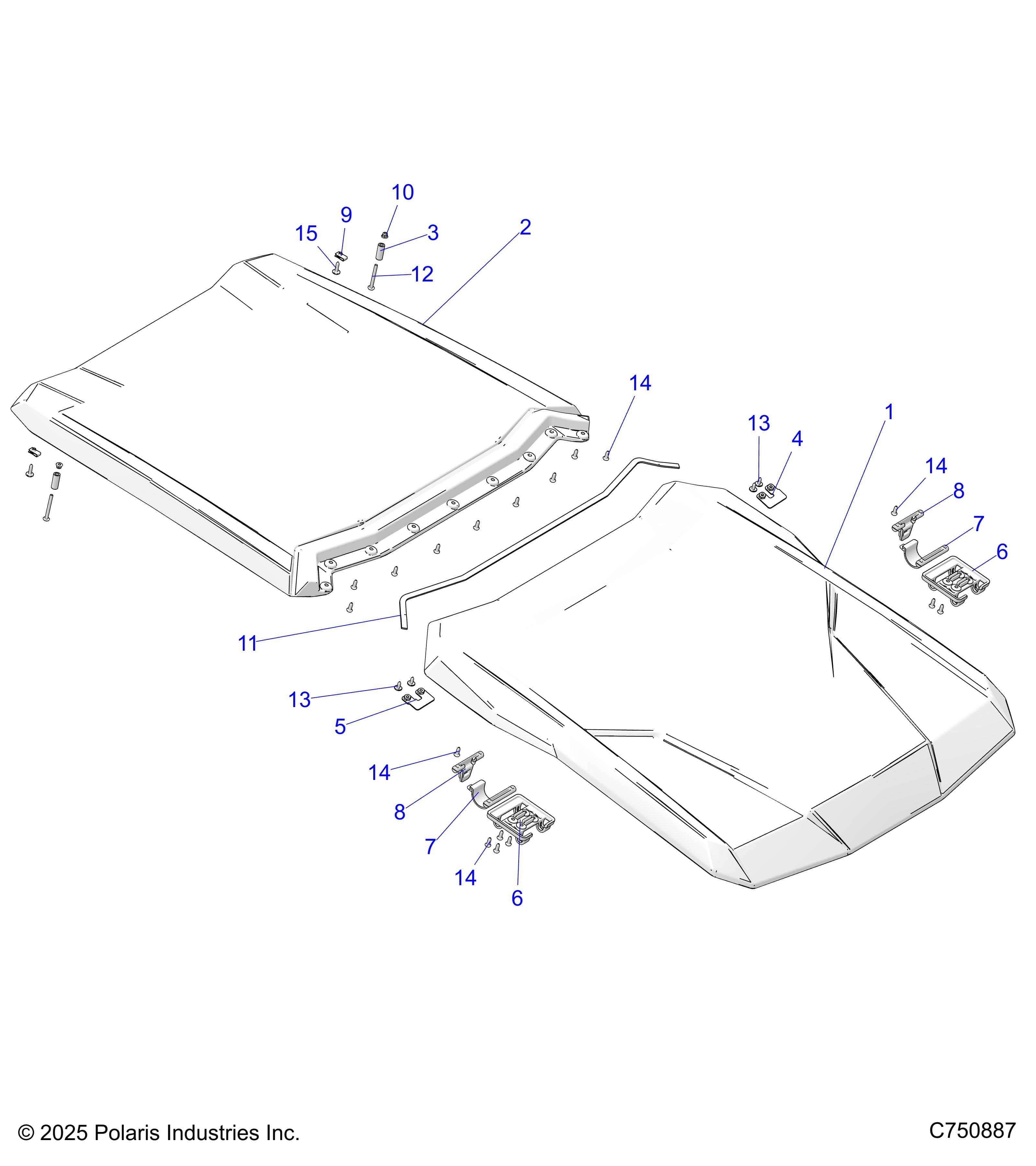 2026 RZR PRO S4 ULTIMATE EVP,LE β BODY, ROOF - Z26S4P92BL (C750887) diagram