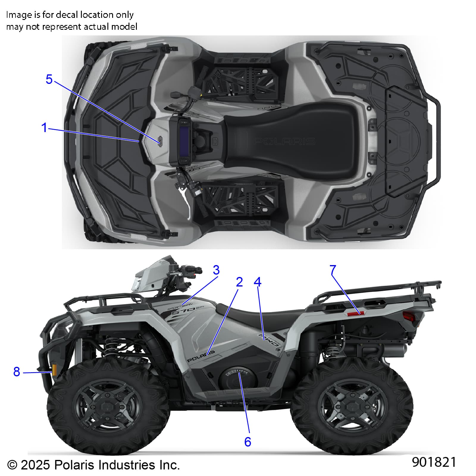 2026 SPORTSMAN 570 UTL 49S β BODY, DECALS, GRAPHIC - A26SHR57AG (901821) diagram