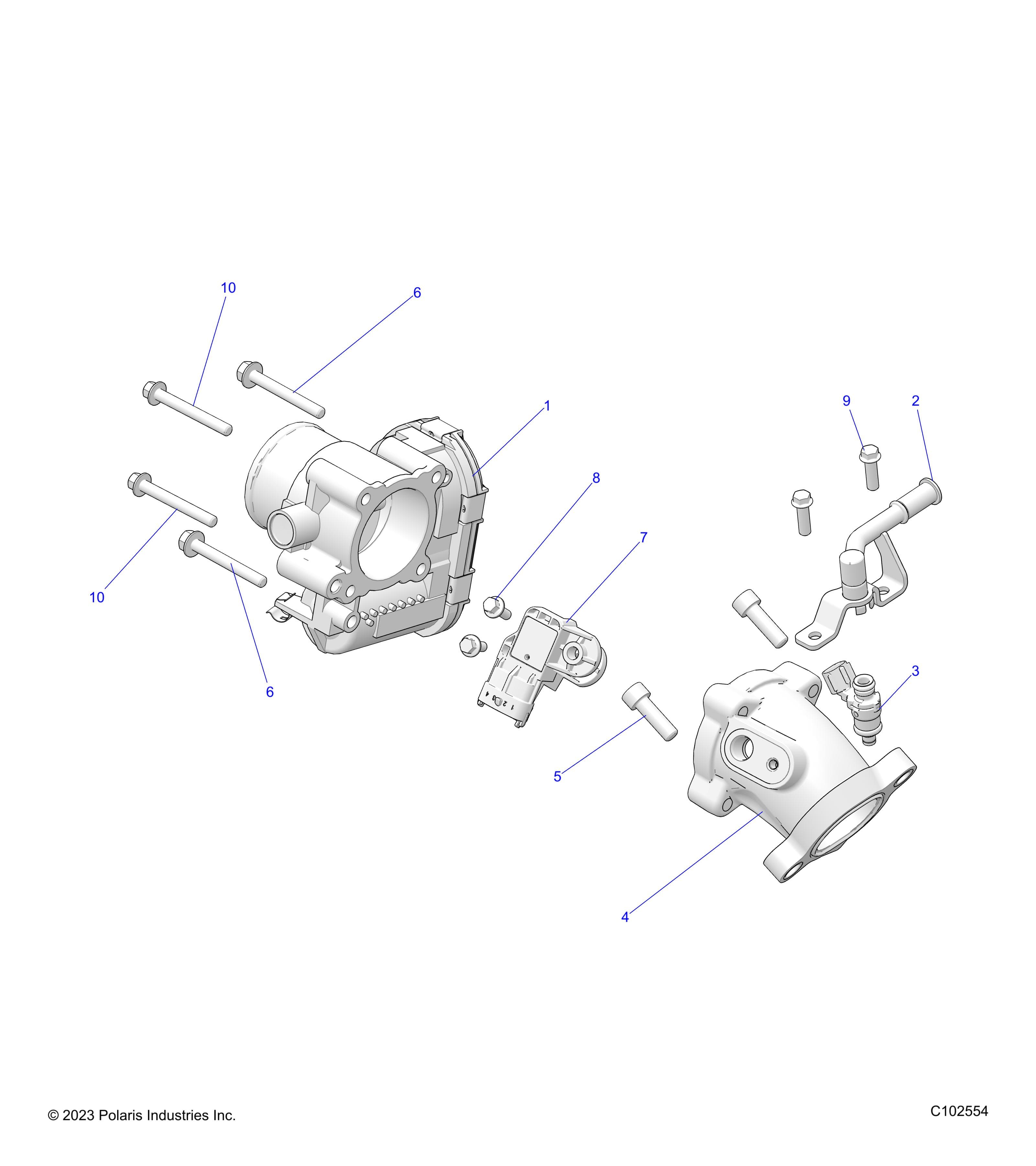 2026 SPORTSMAN TOURING 570 ULT β ENGINE, THROTTLE BODY and FUEL RAIL - A26SJR57AG (C102554) diagram