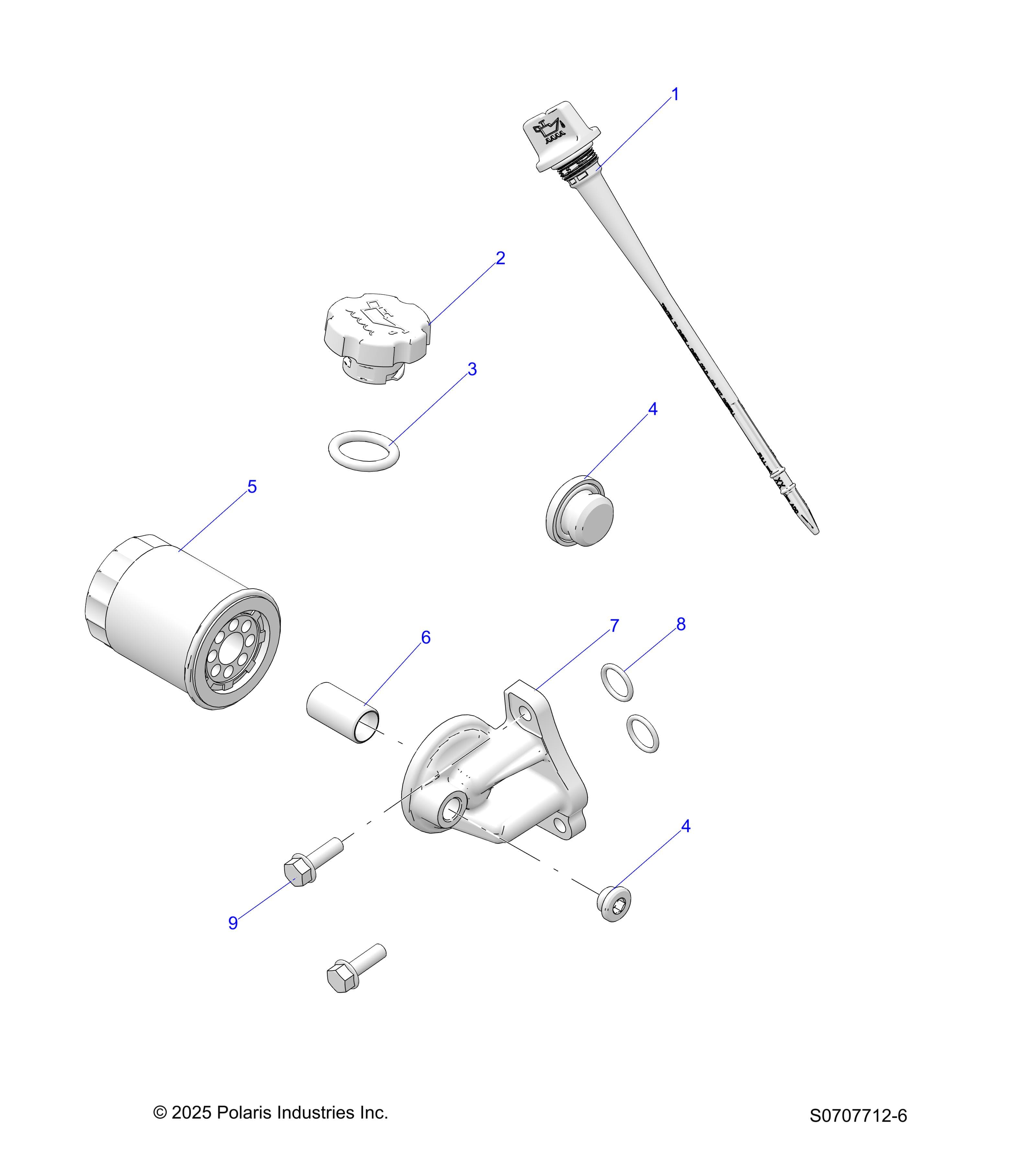 2026 RANGER 500 β ENGINE, OIL FILTER & DIPSTICK diagram
