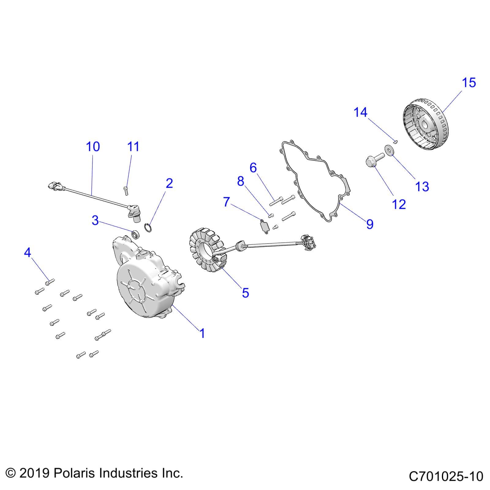 2026 RZR 900 TRAIL S SPORT β ENGINE, STATOR and COVER - Z26ASE87A5 (C701025-10) diagram