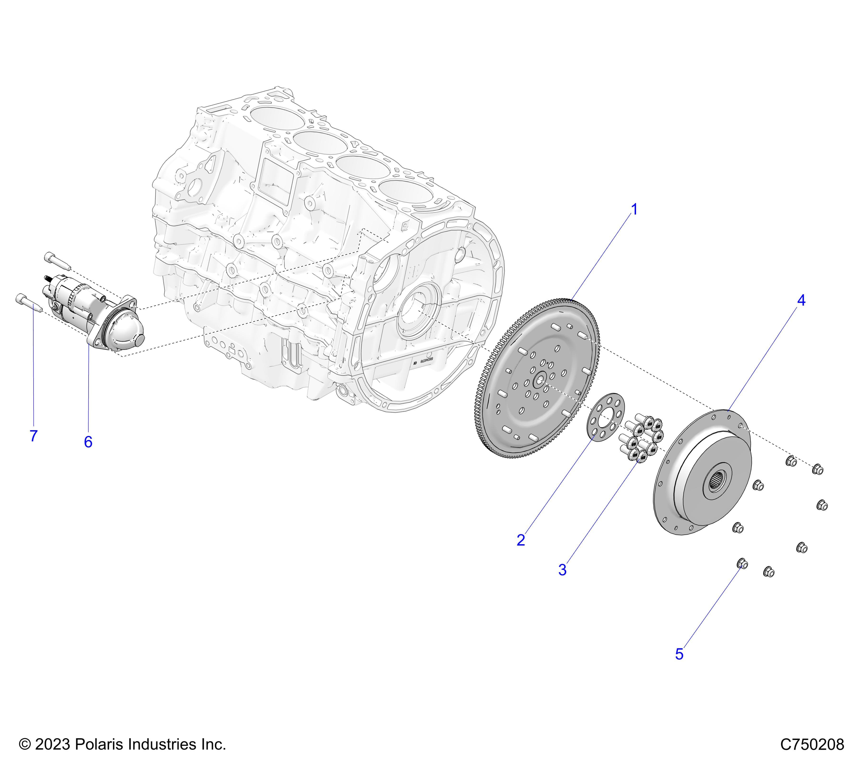 2026 RZR PRO R4 LE β ENGINE, STARTER, FLYWHEEL AND RELATED - Z26R4P2KBL (C750208) diagram