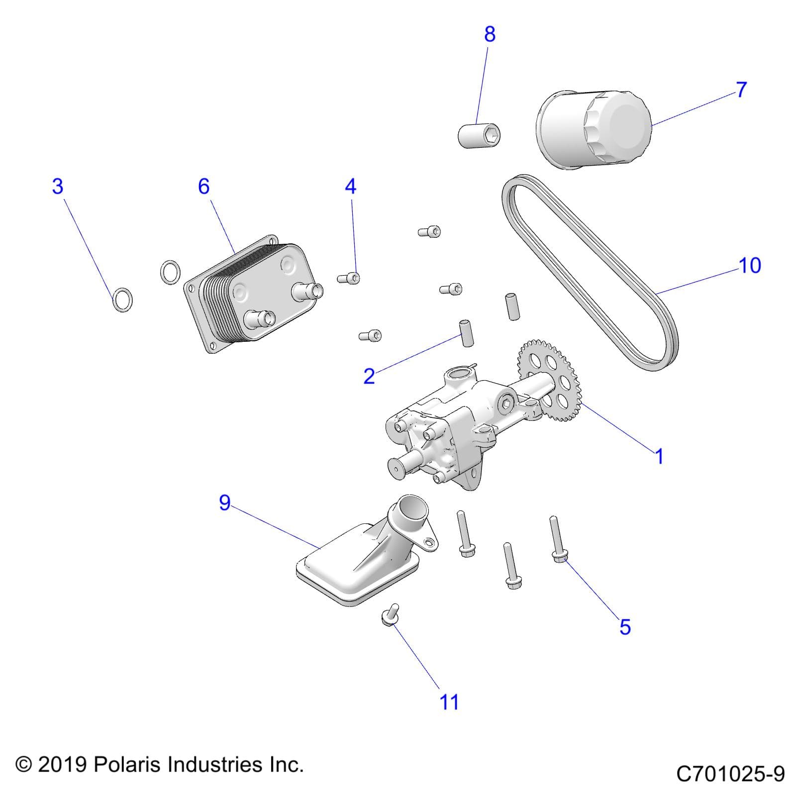2026 RZR 900 TRAIL ULTIMATE β ENGINE, OIL PUMP and OIL COOLER - Z26A5F87A6 (C701025-9) diagram