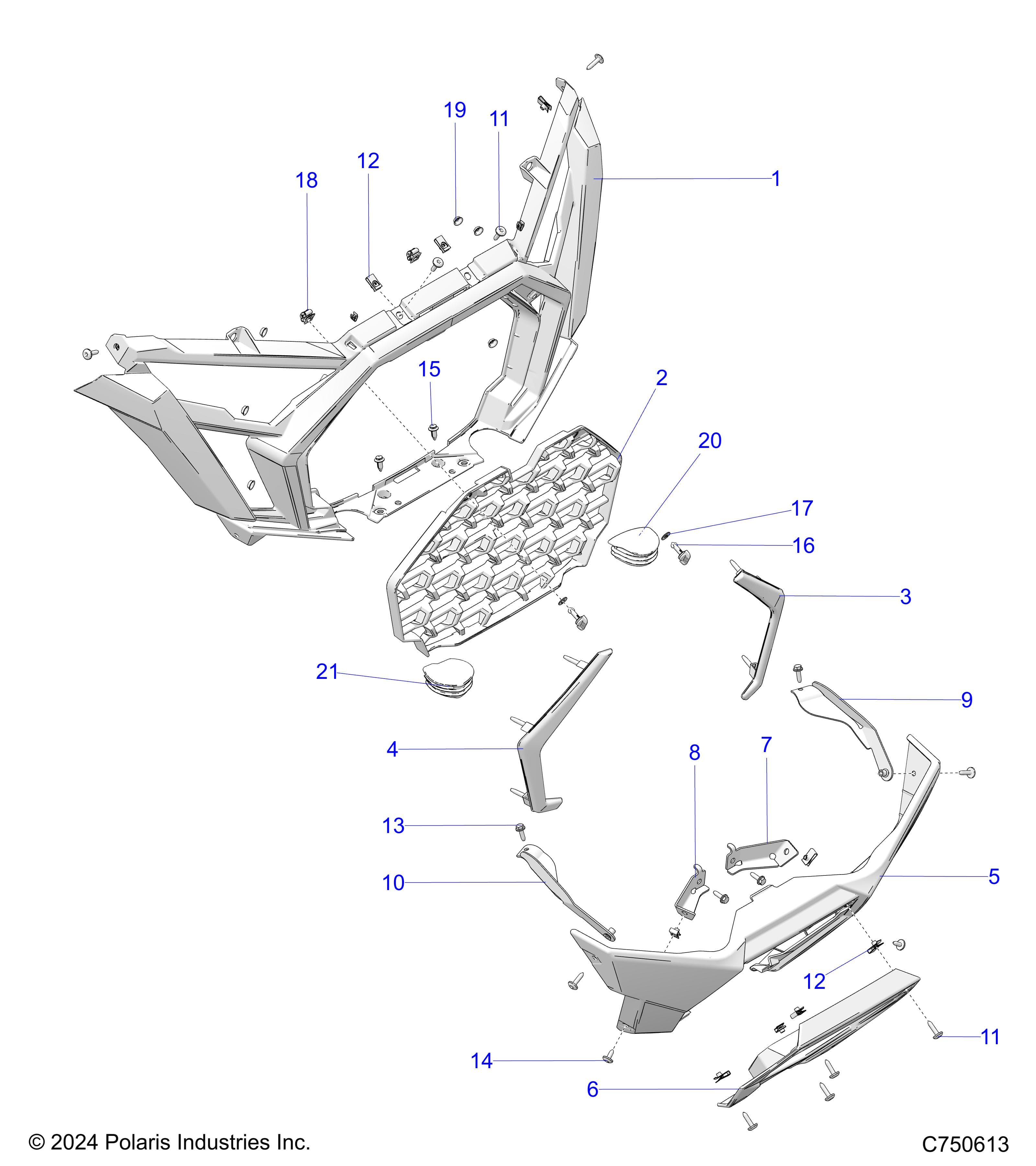 2026 RZR PRO S4 SPORT β BODY, FRONT BUMPER - Z26S4E92A4/B4/A6/B6 (C750613) diagram